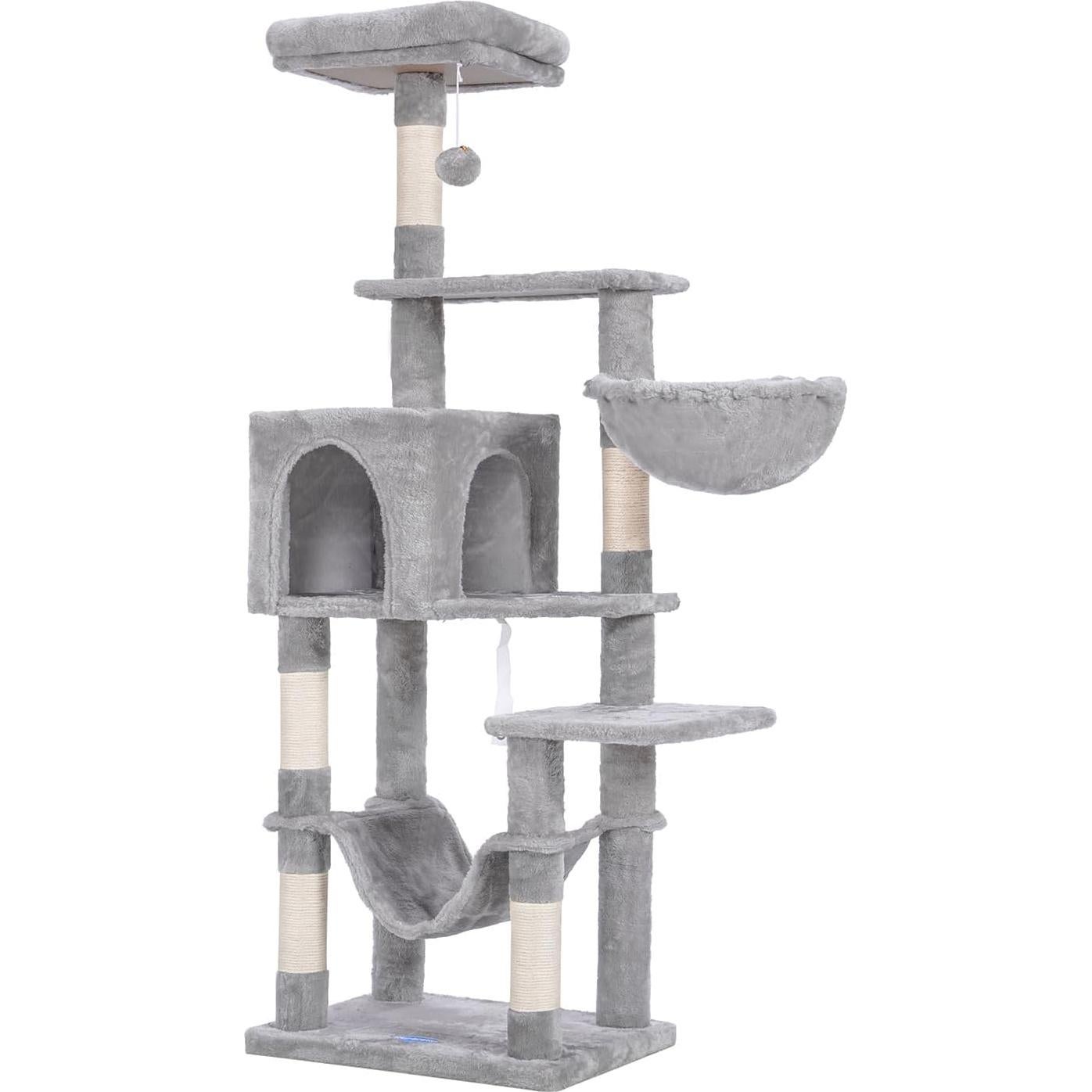 Árbol para Gatos Hey-brother MPJ050W con Hamaca y Rascador