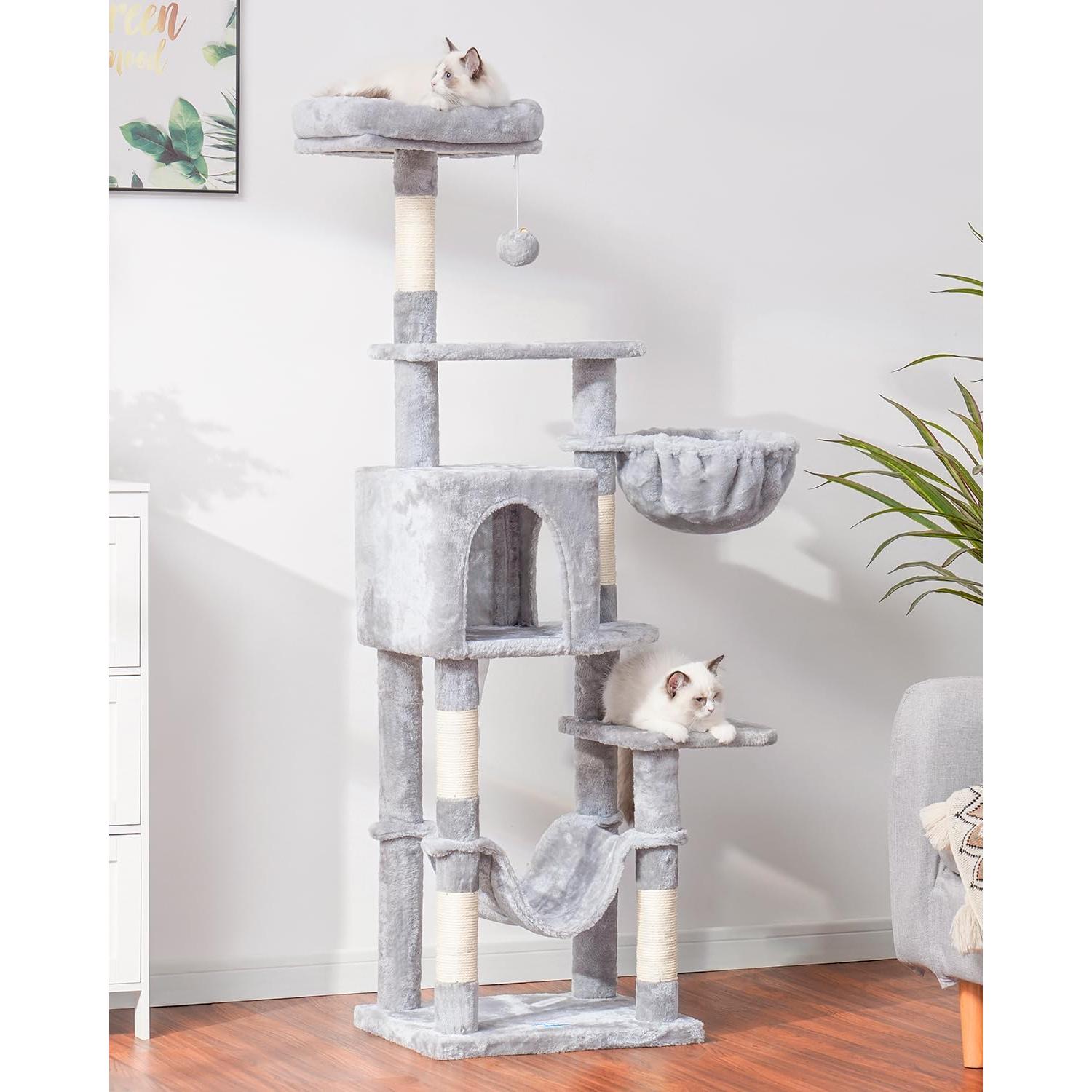 Árbol para Gatos Hey-brother MPJ050W con Hamaca y Rascador