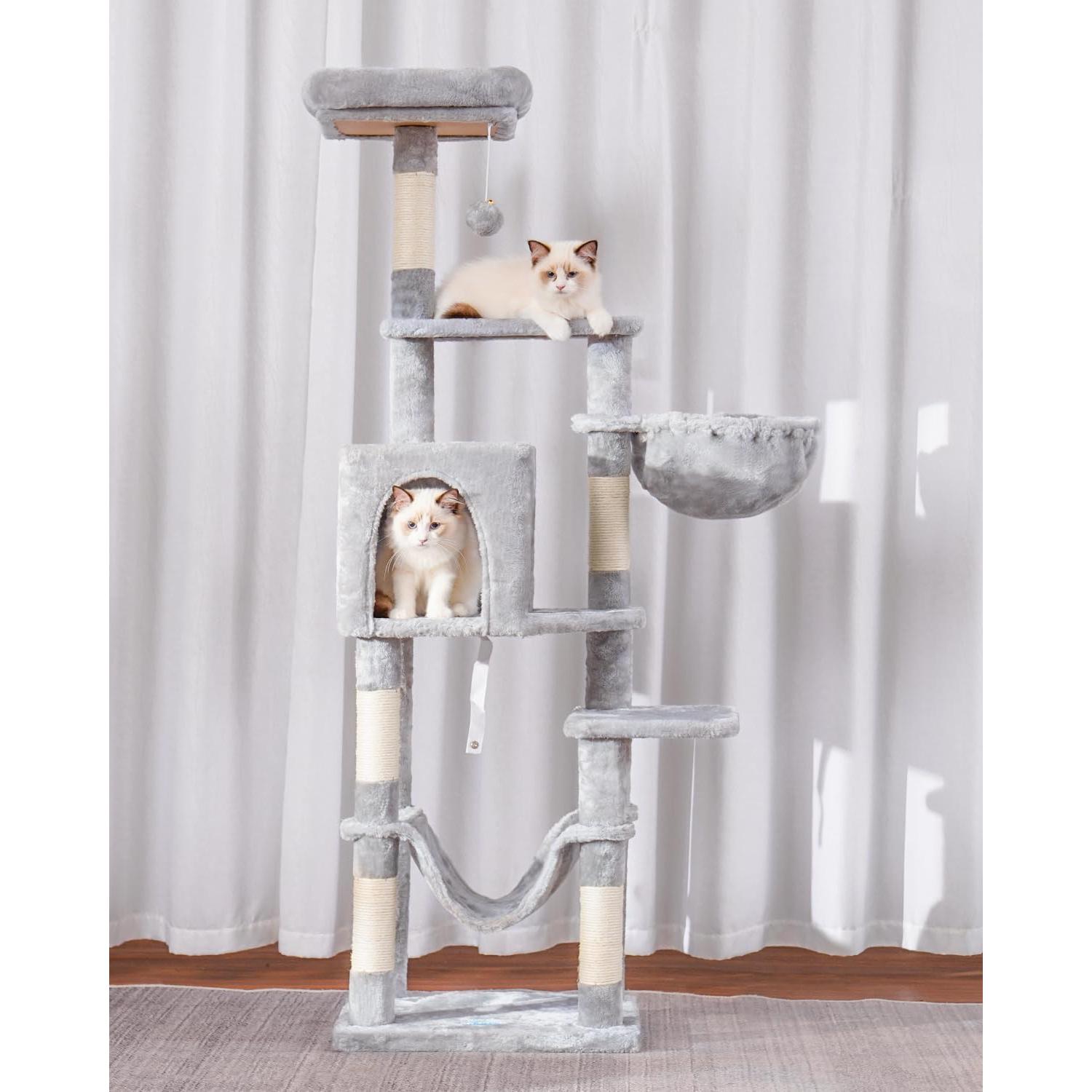 Árbol para Gatos Hey-brother MPJ050W con Hamaca y Rascador