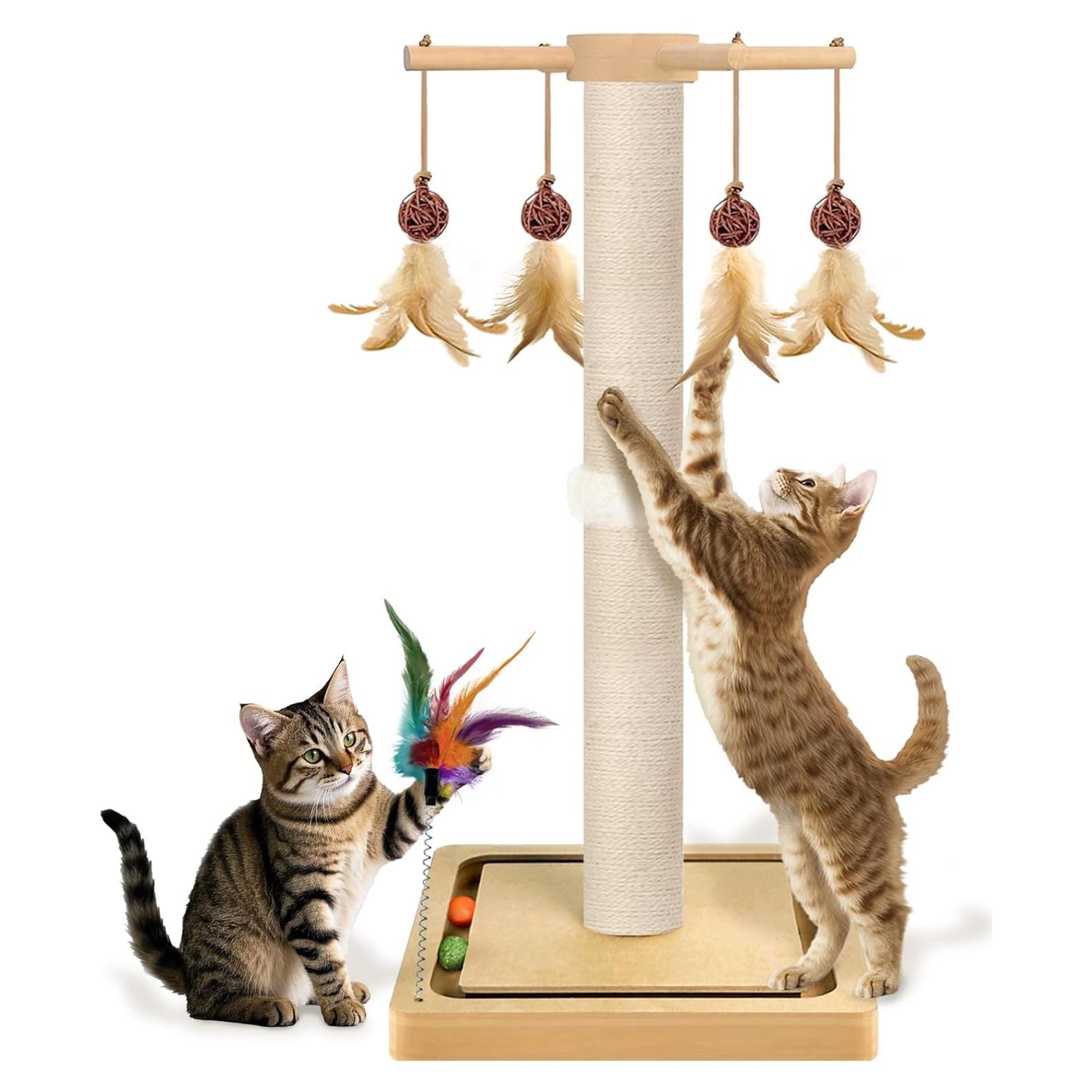 Rascador Alto para Gatos PAROTO 84 cm con Juguetes Interactivos