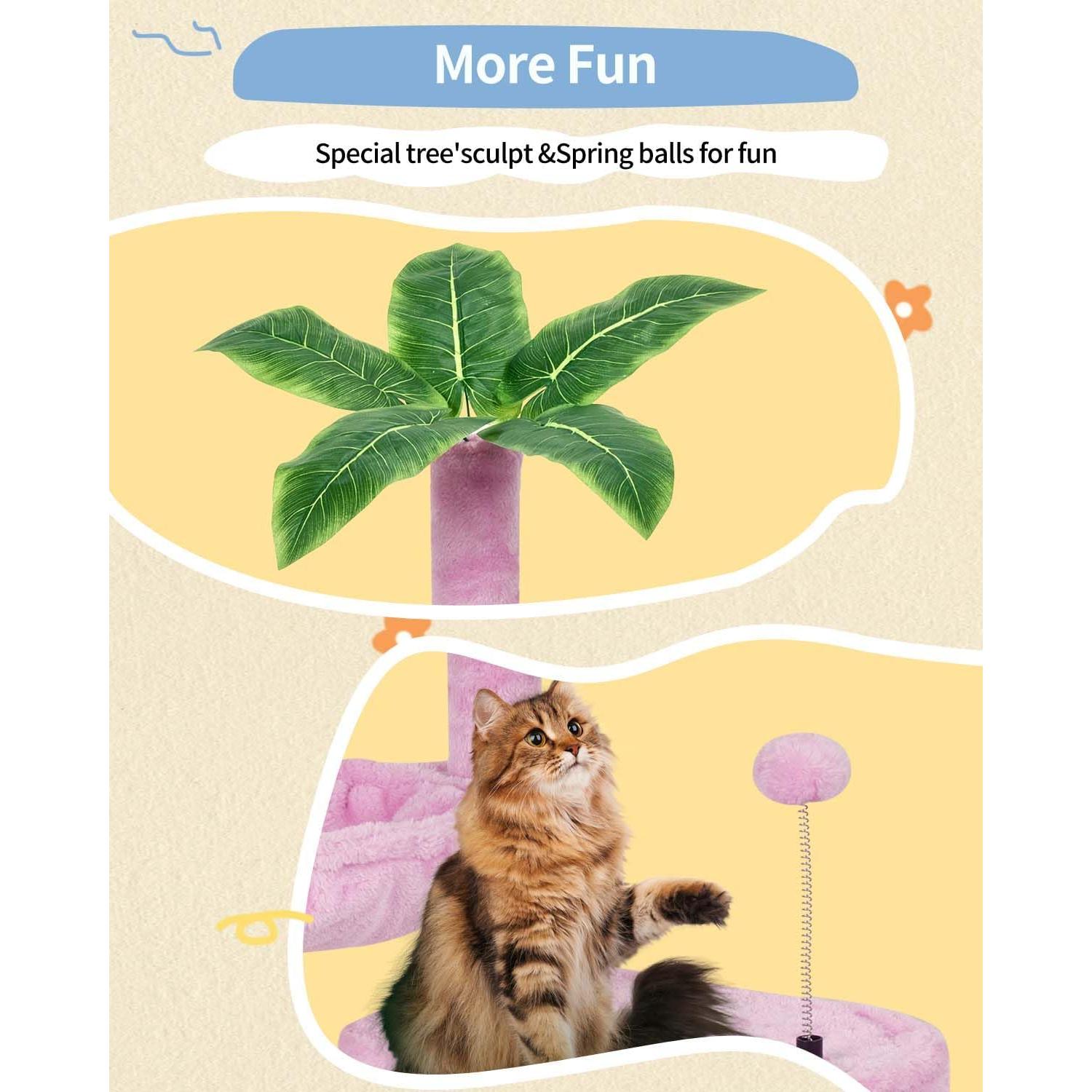 Árbol para Gatos KIYUMI Torre con Rascador y Hamaca Rosa