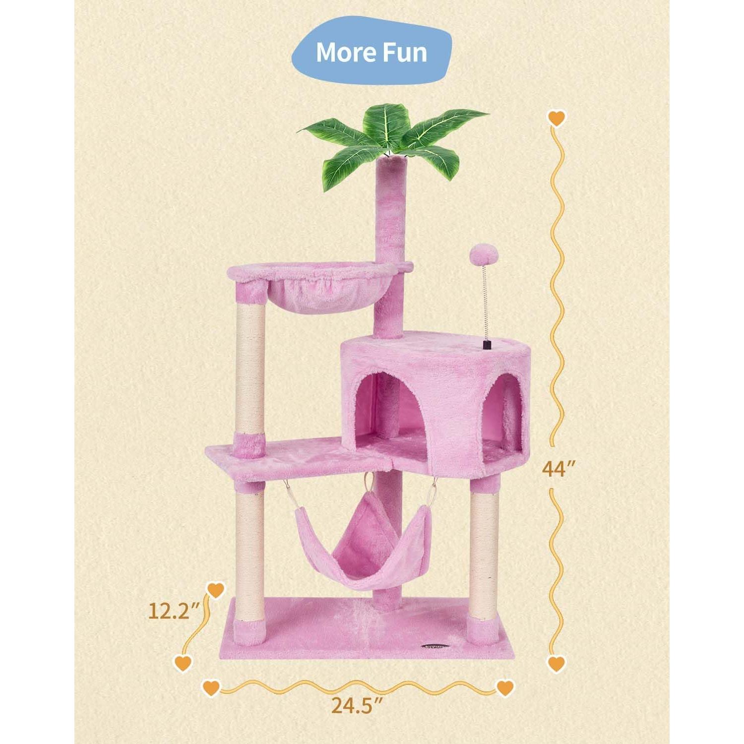 Árbol para Gatos KIYUMI Torre con Rascador y Hamaca Rosa