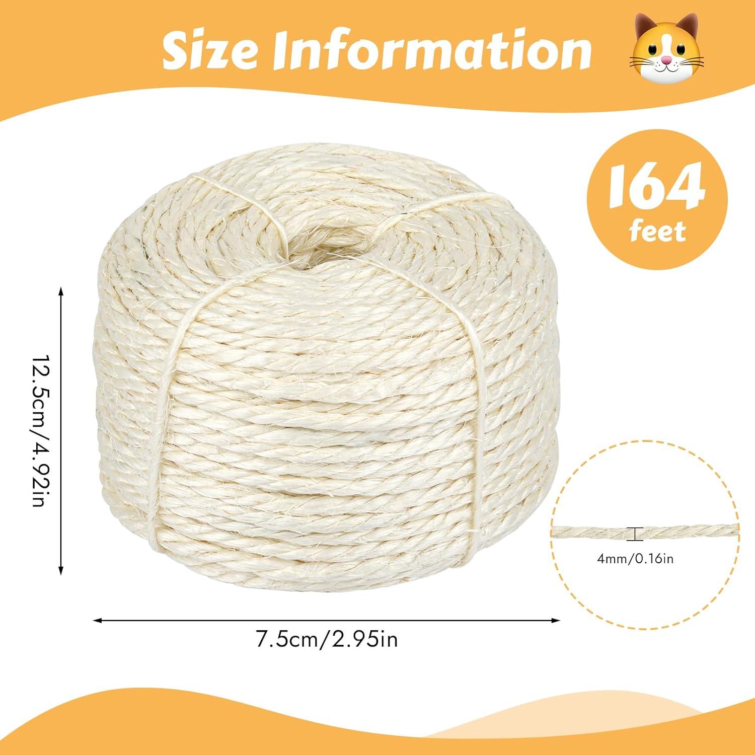 Cuerda de Sisal Natural para Gatos 50m 4mm Opvixi - Reparación Poste Rascado