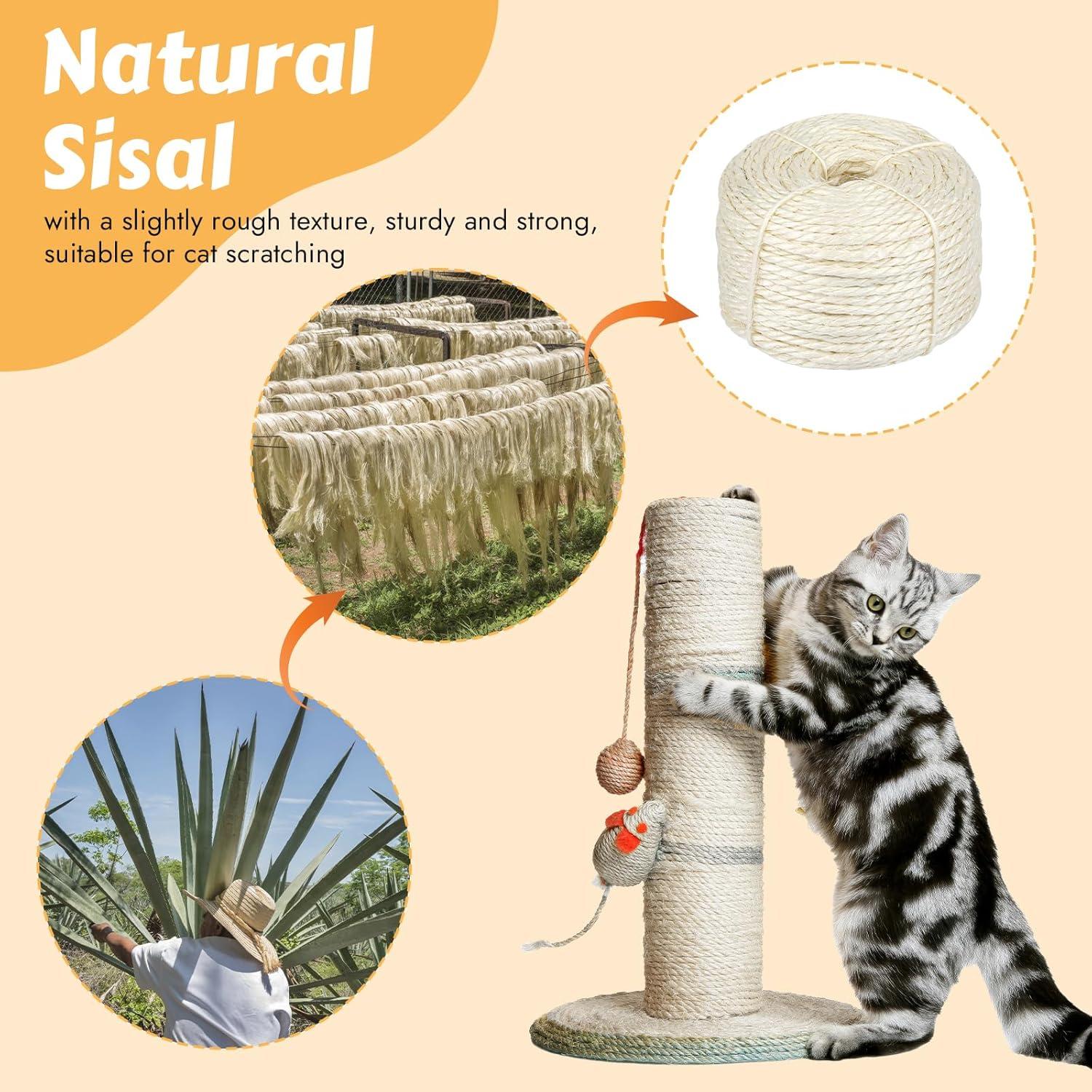 Cuerda de Sisal Natural para Gatos 50m 4mm Opvixi - Reparación Poste Rascado
