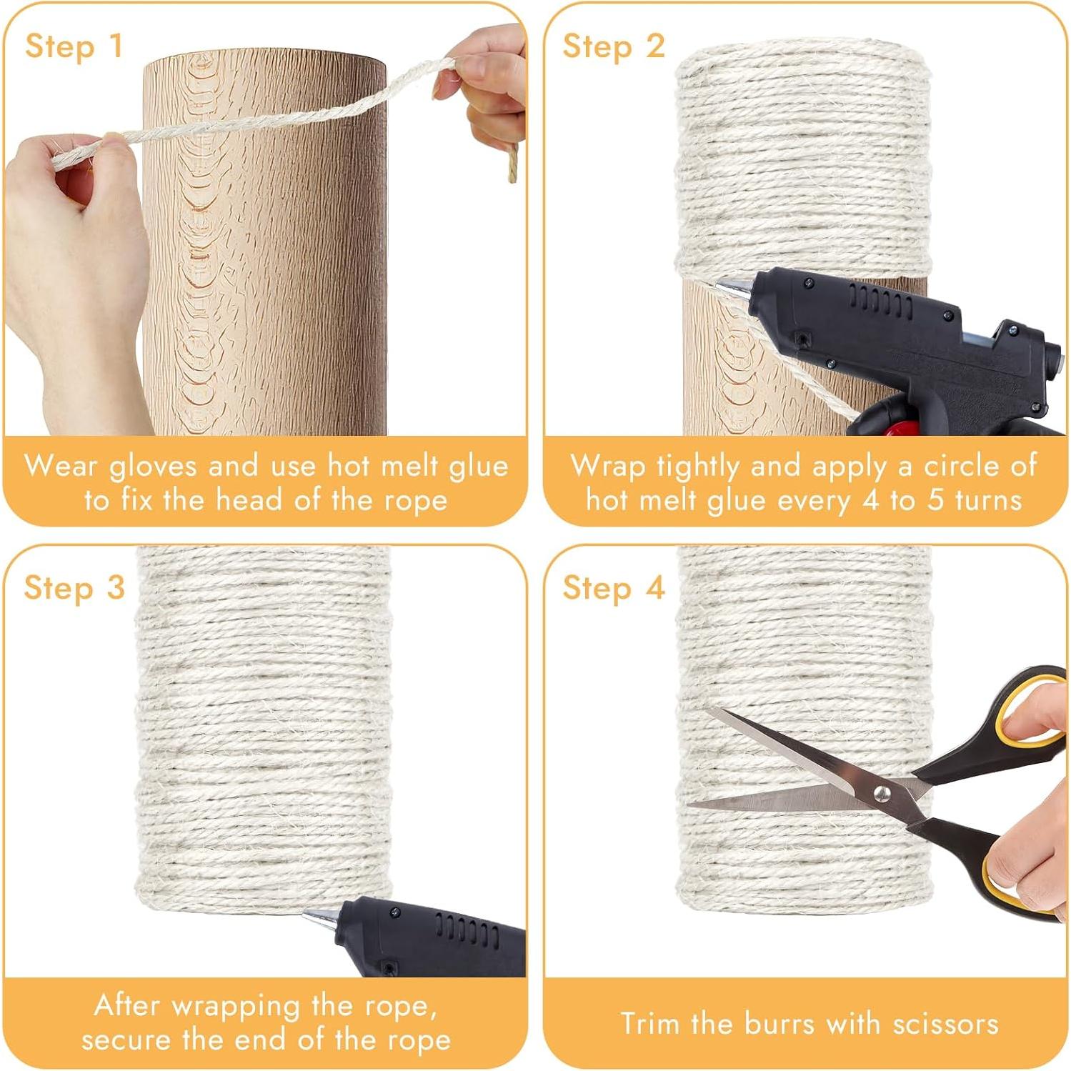 Cuerda de Sisal Natural para Gatos 50m 4mm Opvixi - Reparación Poste Rascado