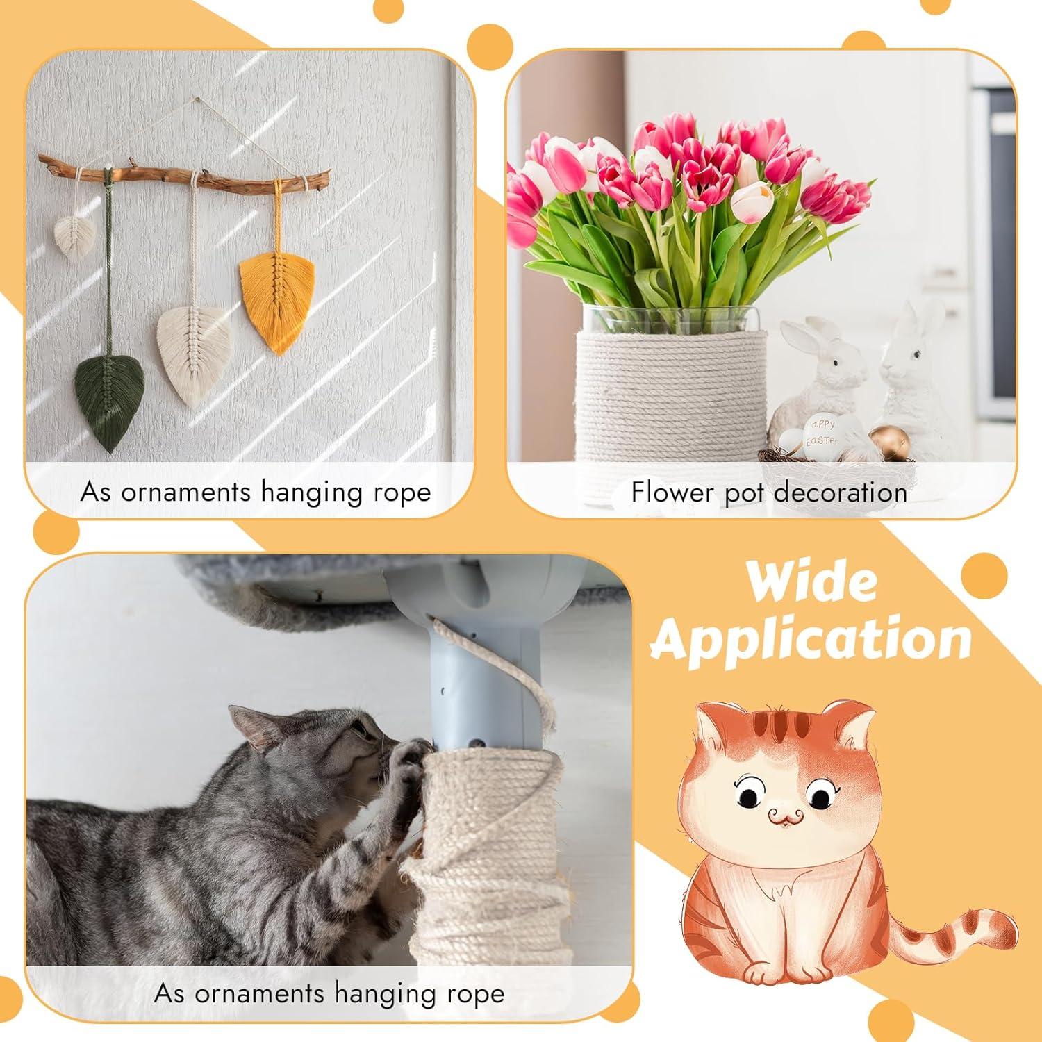 Cuerda de Sisal Natural para Gatos 50m 4mm Opvixi - Reparación Poste Rascado