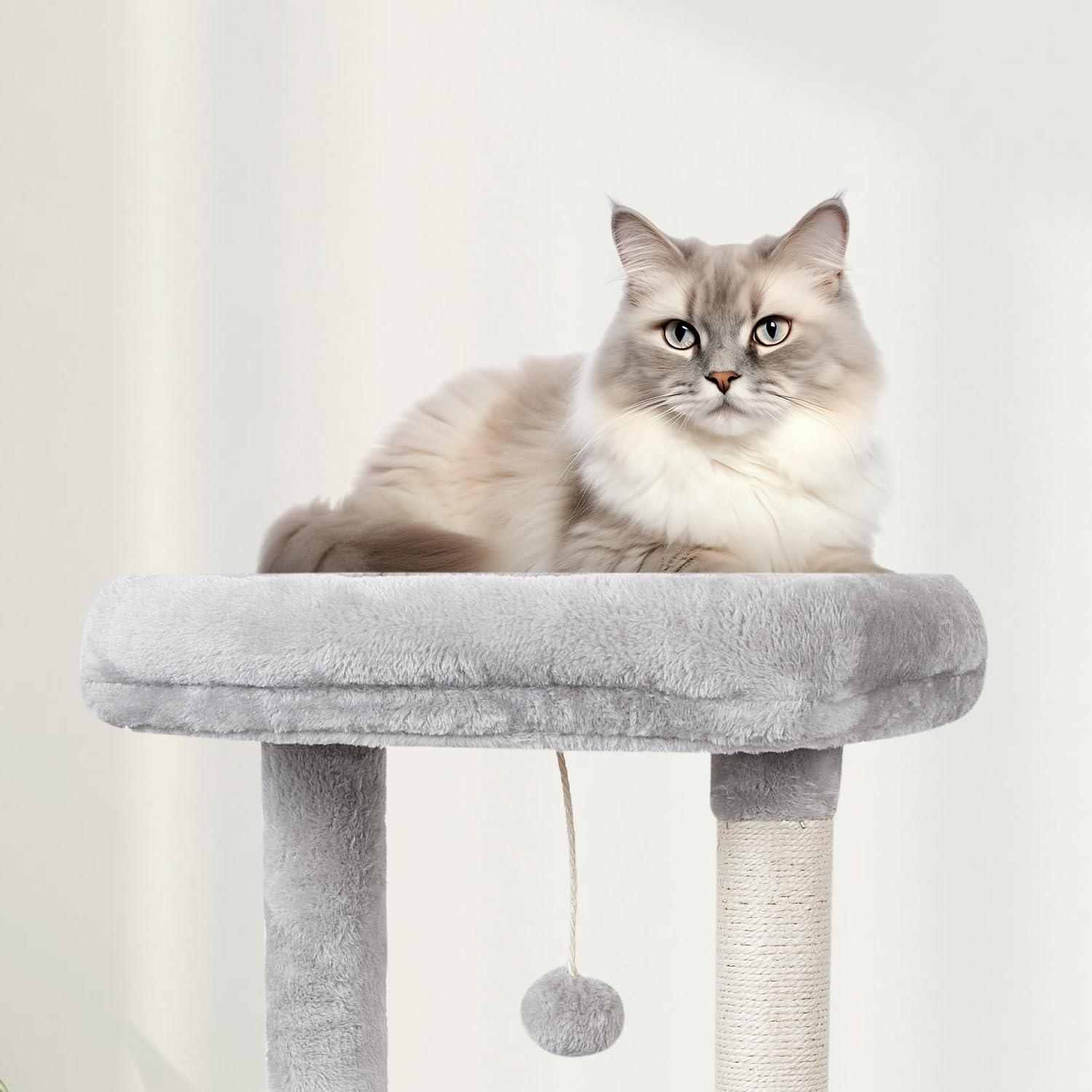 Árbol para Gatos MIAO PAW Gris con Rascador y Plataforma