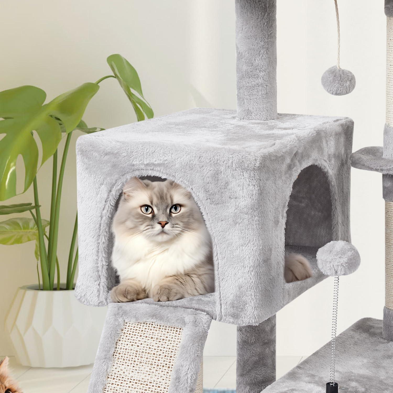 Árbol para Gatos MIAO PAW Gris con Rascador y Plataforma