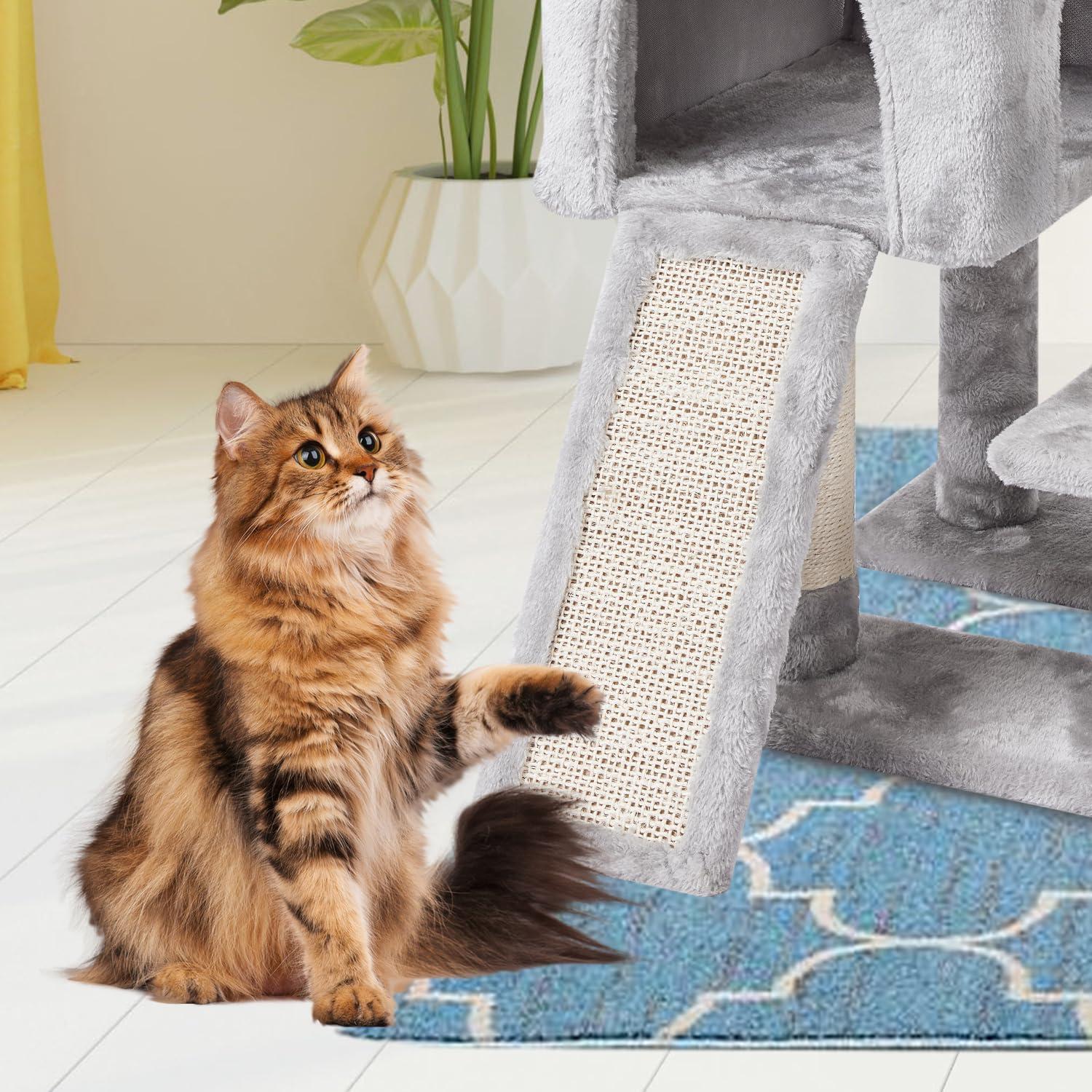 Árbol para Gatos MIAO PAW Gris con Rascador y Plataforma