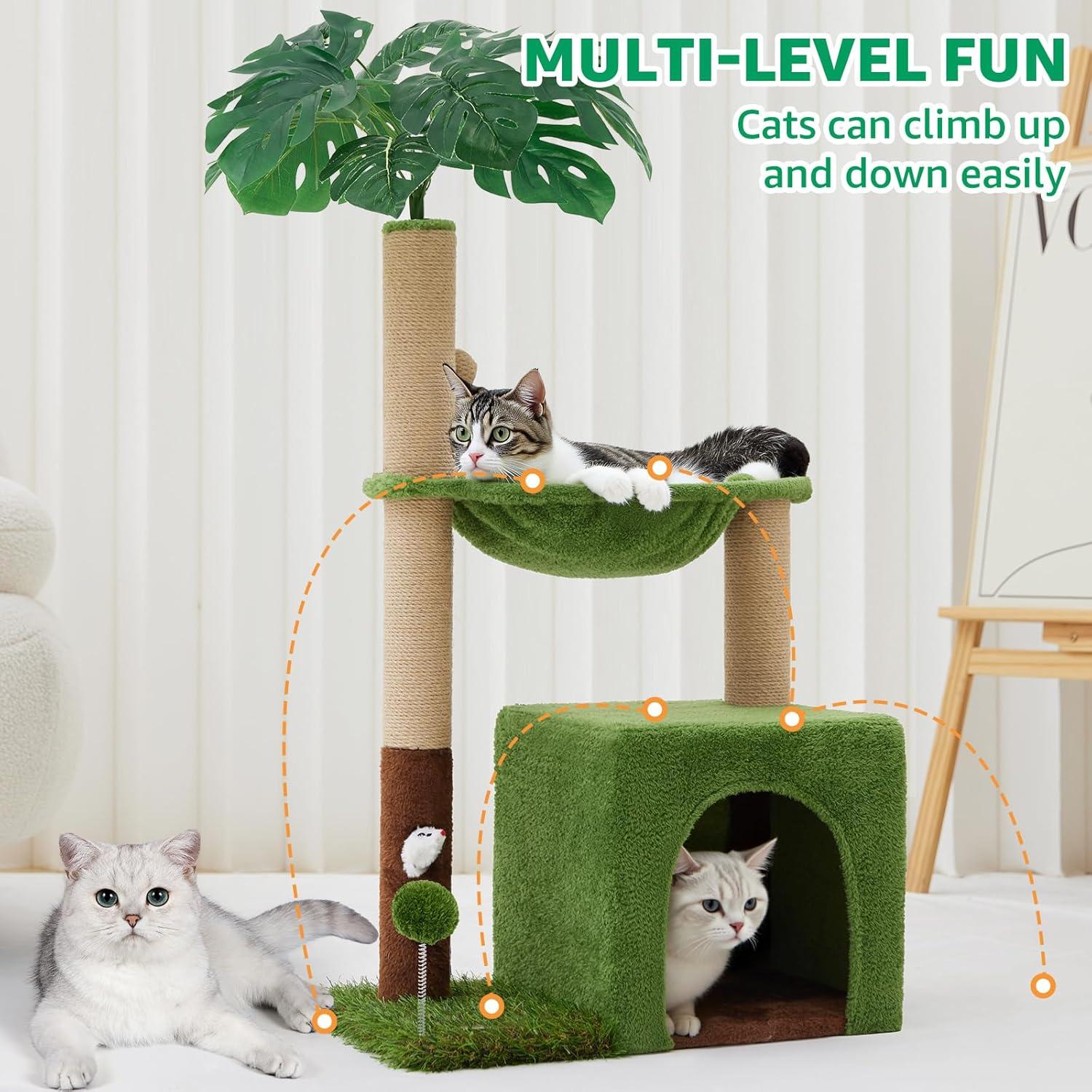 Torre para Gatos Woochpet 94 cm con Rascador y Hamaca