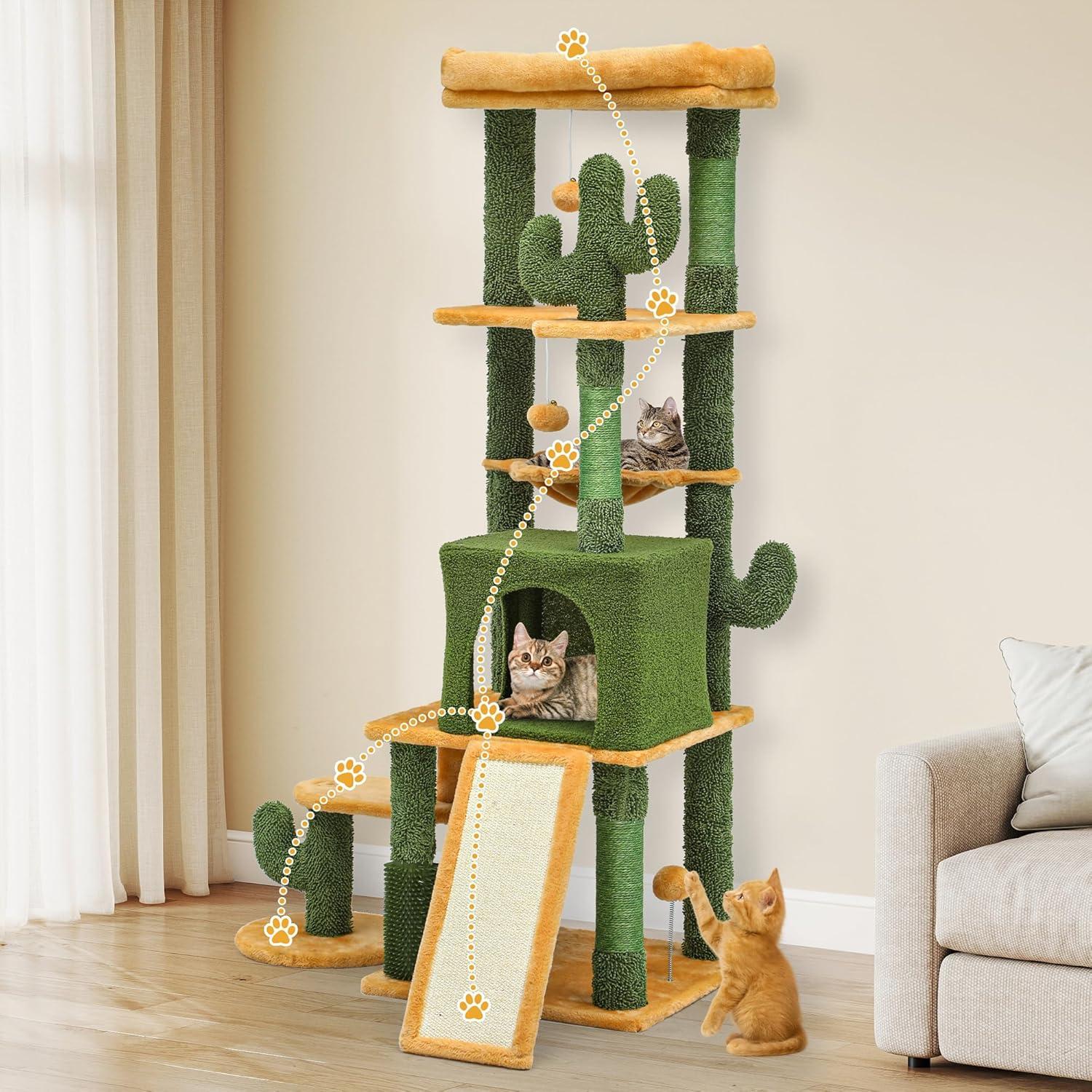 Árbol de Gato Cactus DWVO 152 cm con Cepillo y Rascador