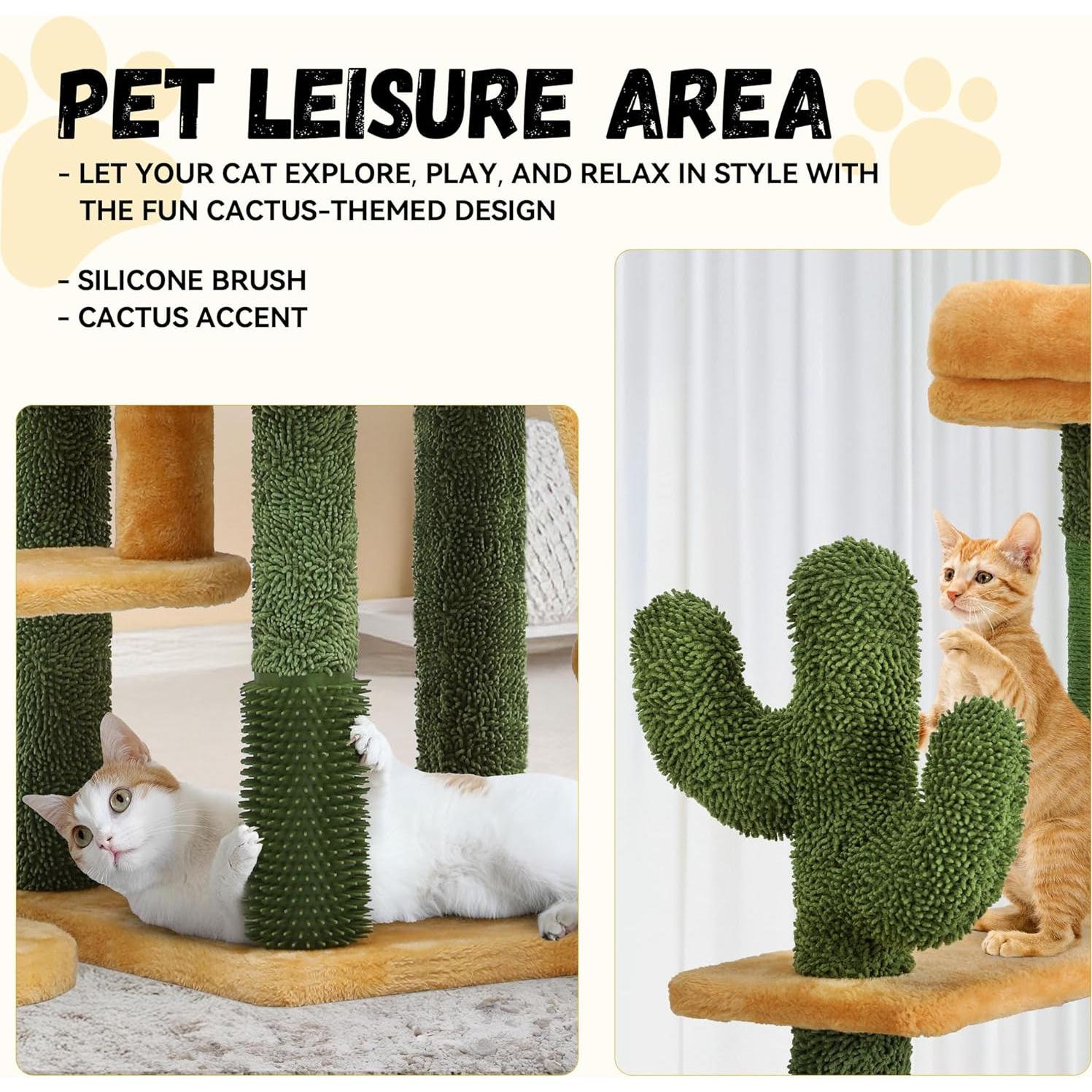 Árbol de Gato Cactus DWVO 152 cm con Cepillo y Rascador