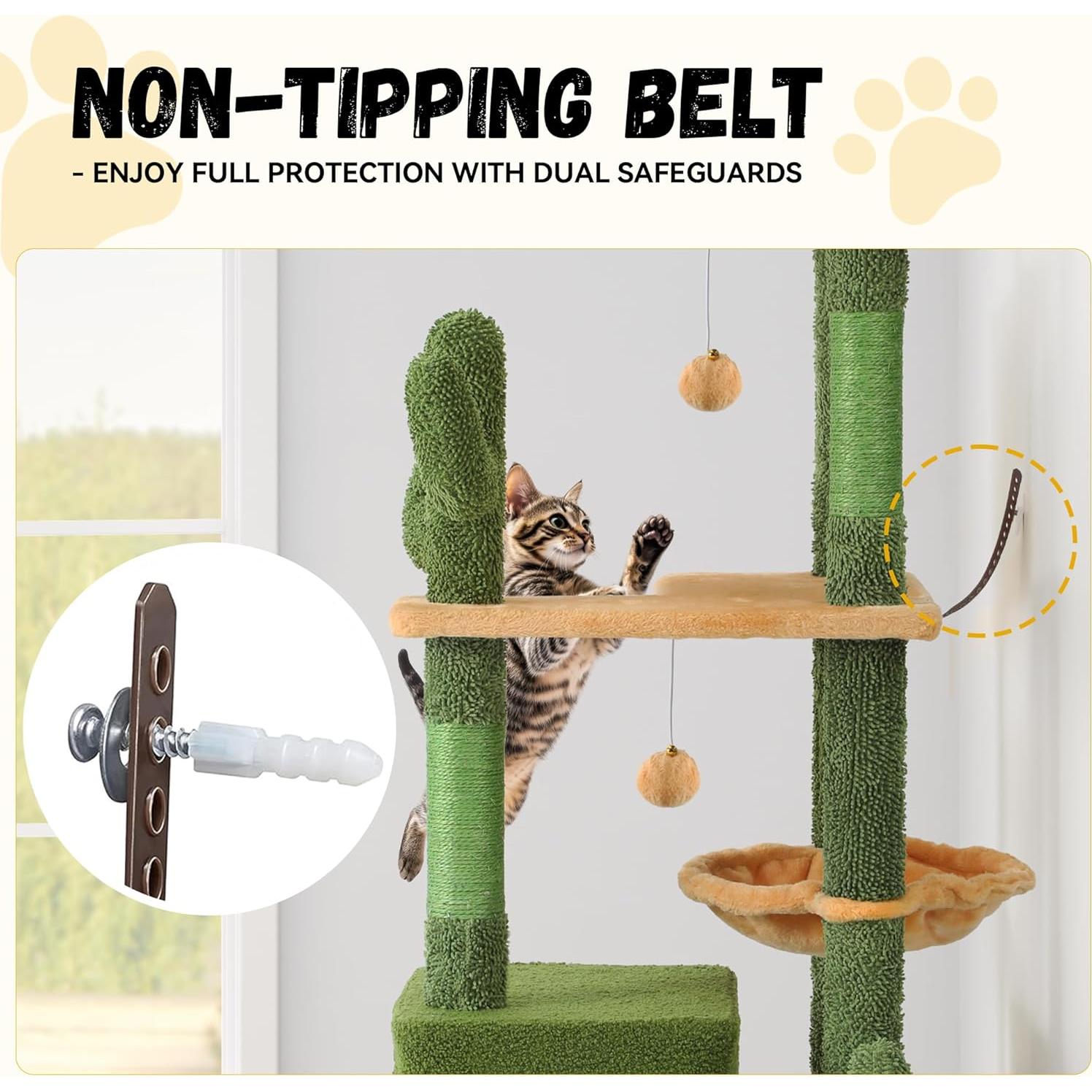 Árbol de Gato Cactus DWVO 152 cm con Cepillo y Rascador