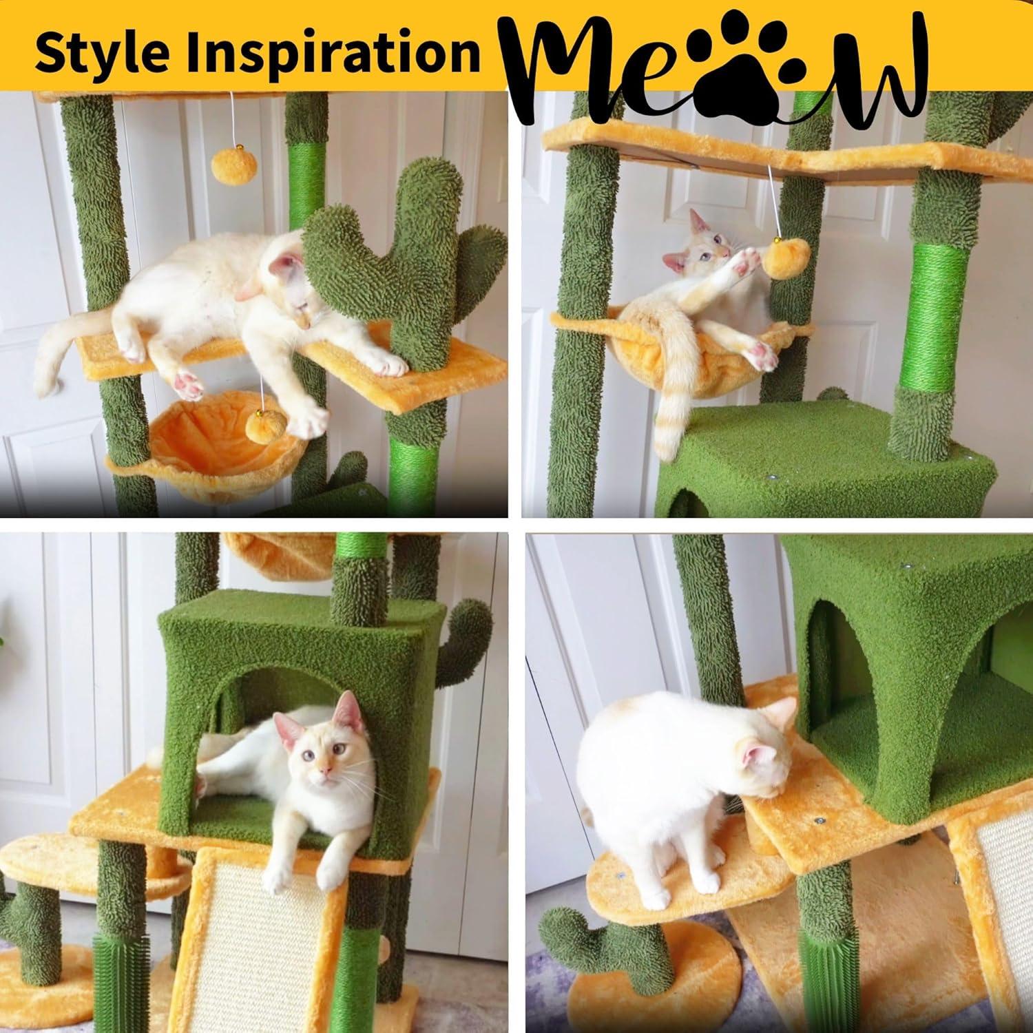 Árbol de Gato Cactus DWVO 152 cm con Cepillo y Rascador