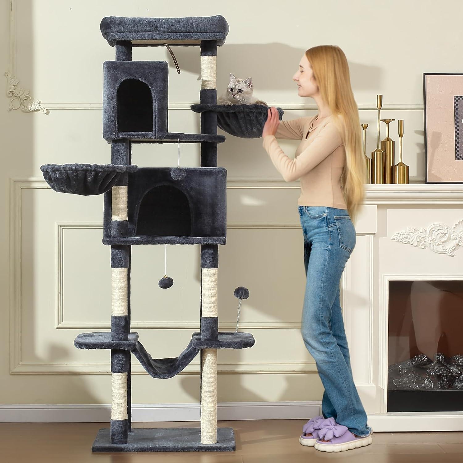 Árbol para Gatos LETKIND 70 cm con Hamaca y Rascador