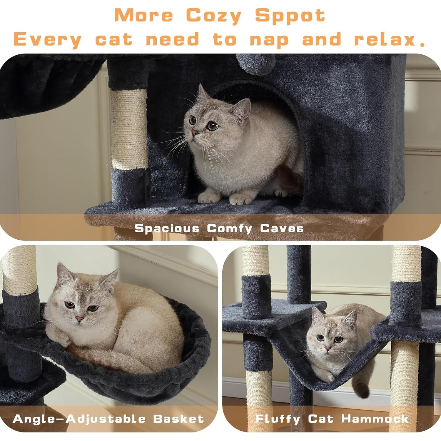 Árbol para Gatos LETKIND 70 cm con Hamaca y Rascador