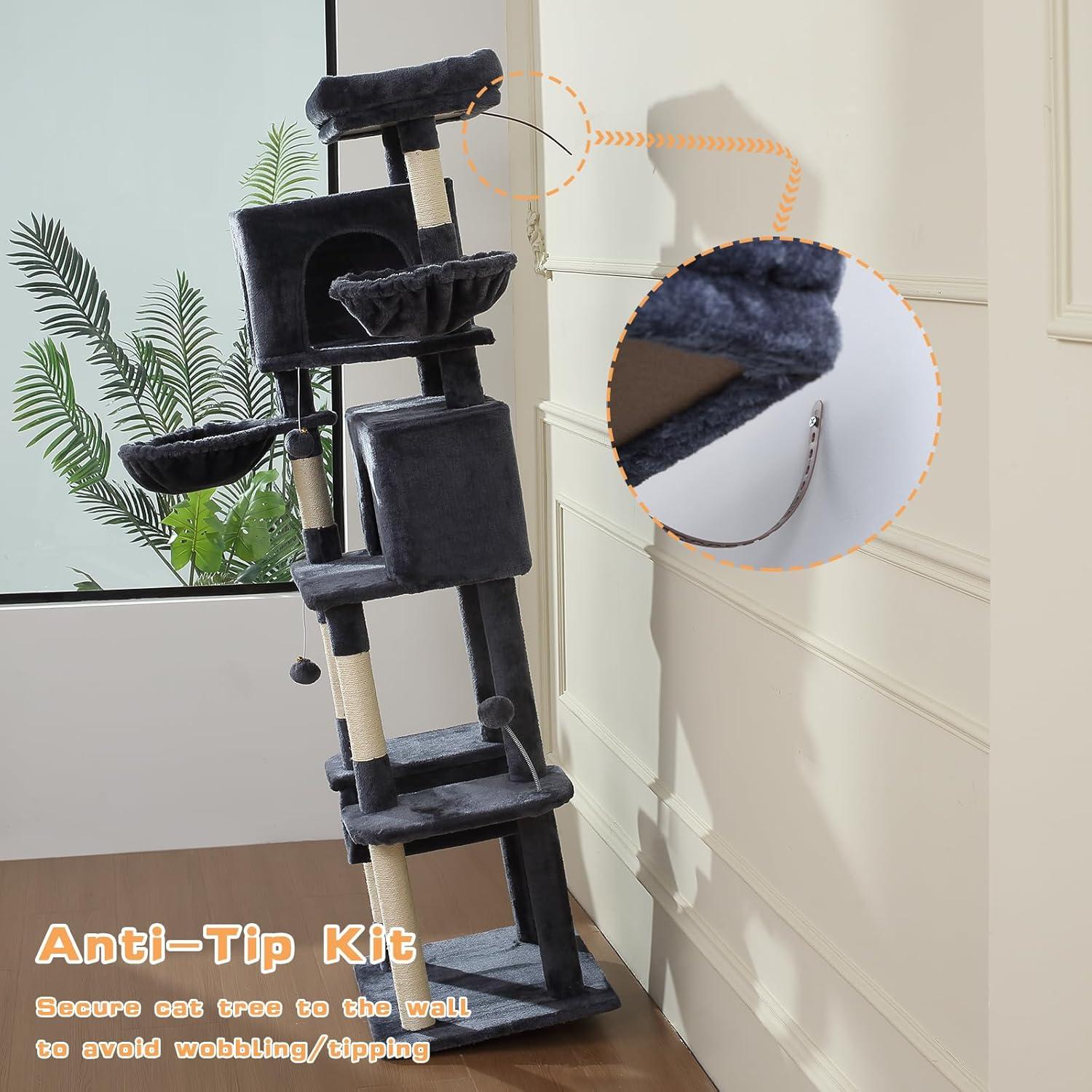 Árbol para Gatos LETKIND 70 cm con Hamaca y Rascador