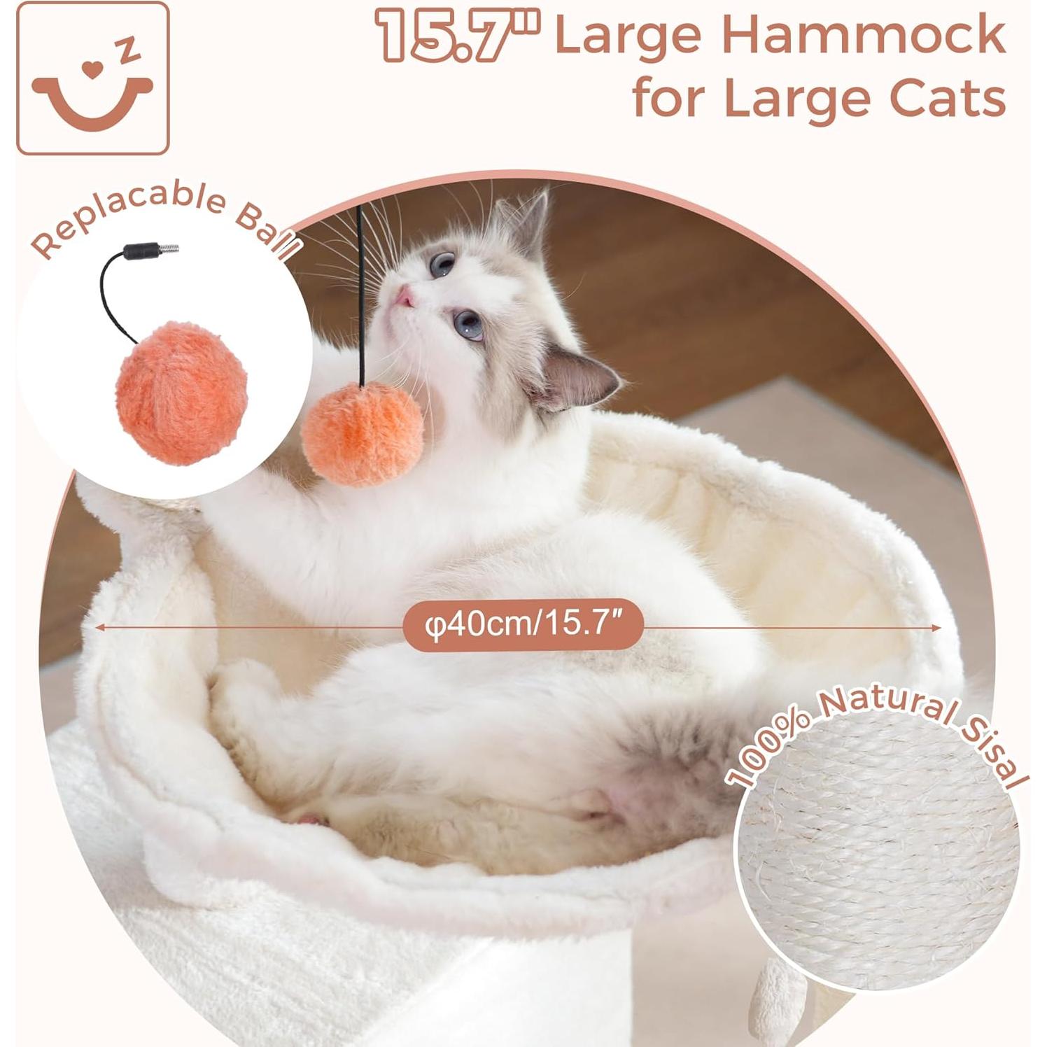 Árbol de Gato Pawfessor Flor 86 cm con Hamaca y Rascador