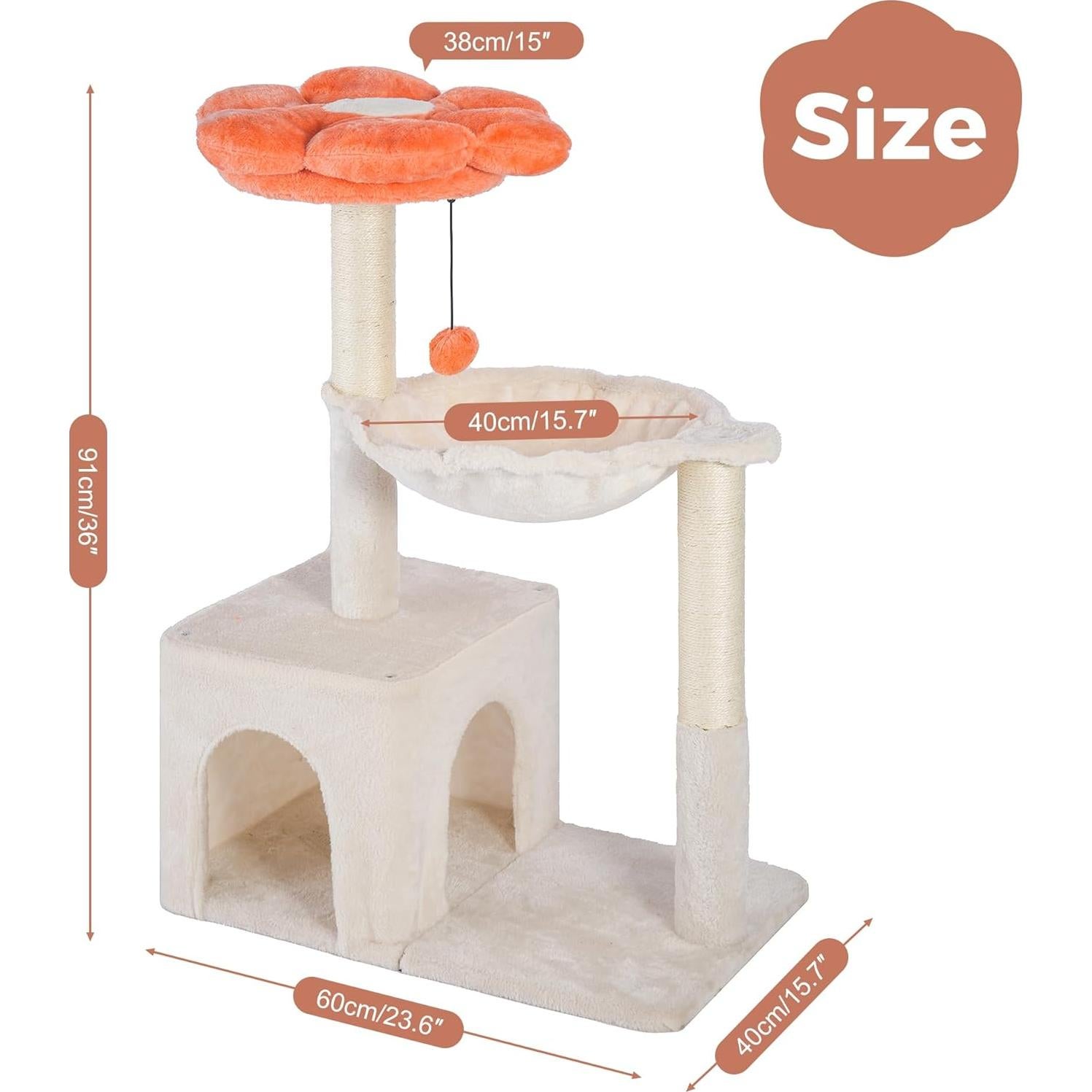 Árbol de Gato Pawfessor Flor 86 cm con Hamaca y Rascador