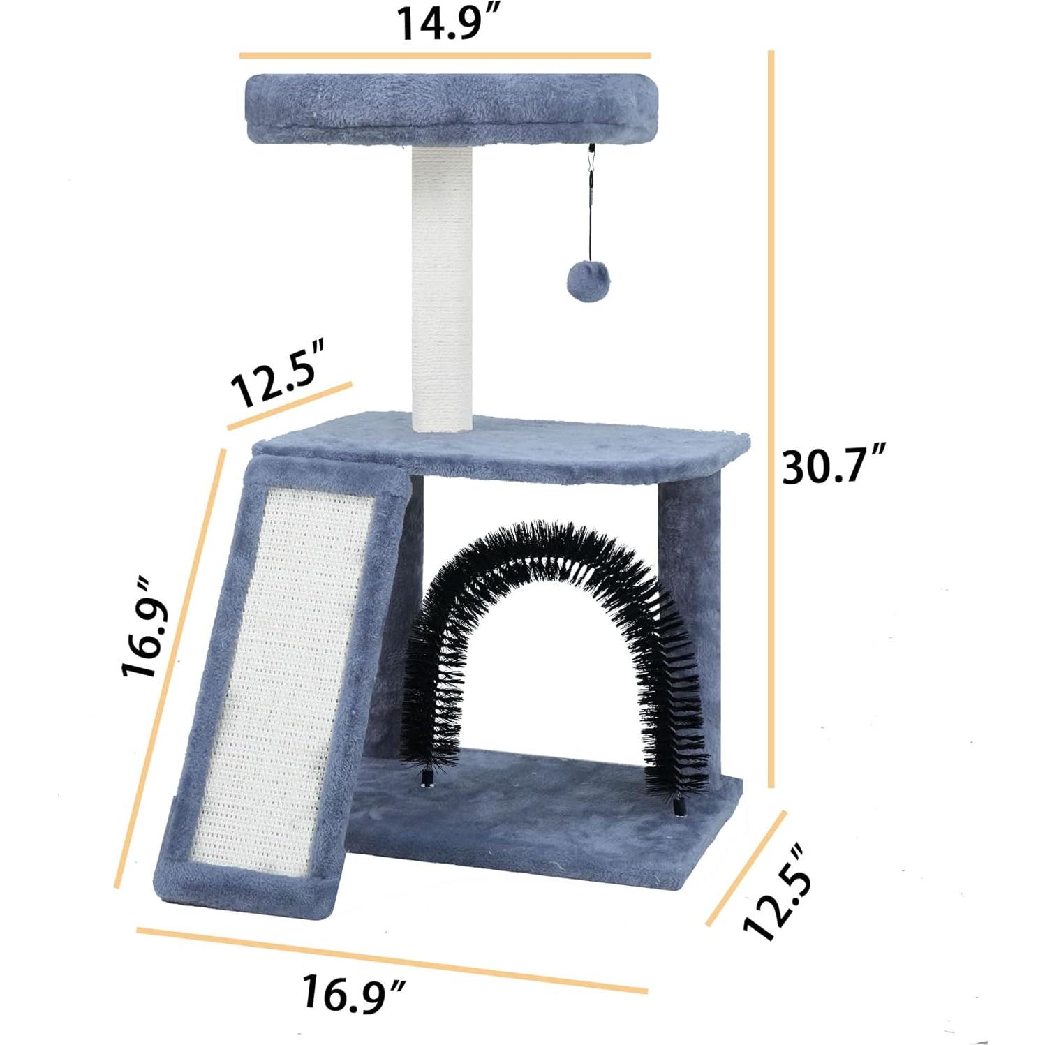 Árbol Multifuncional para Gatos WANG XIN 96 cm Gris con Rascador