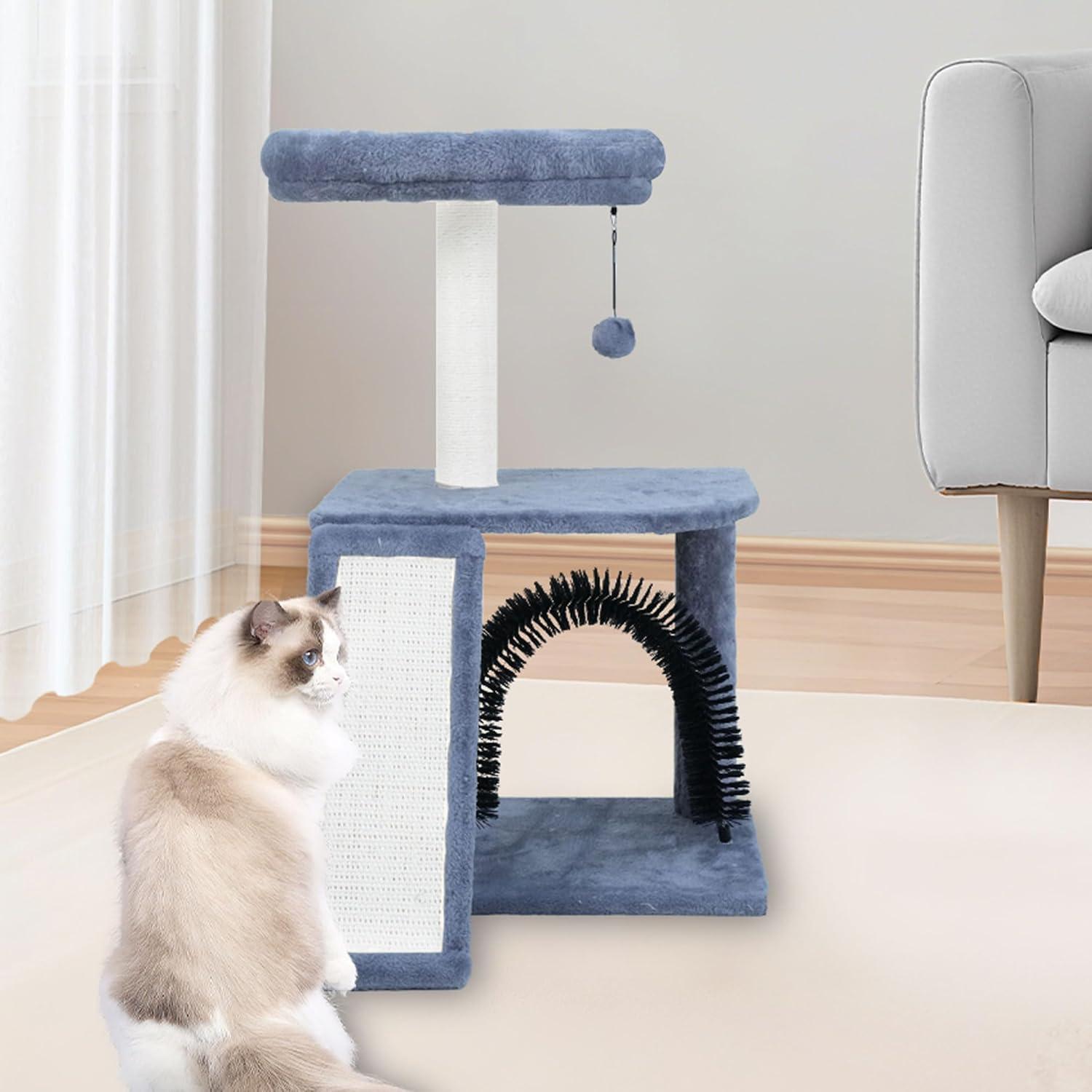 Árbol Multifuncional para Gatos WANG XIN 96 cm Gris con Rascador