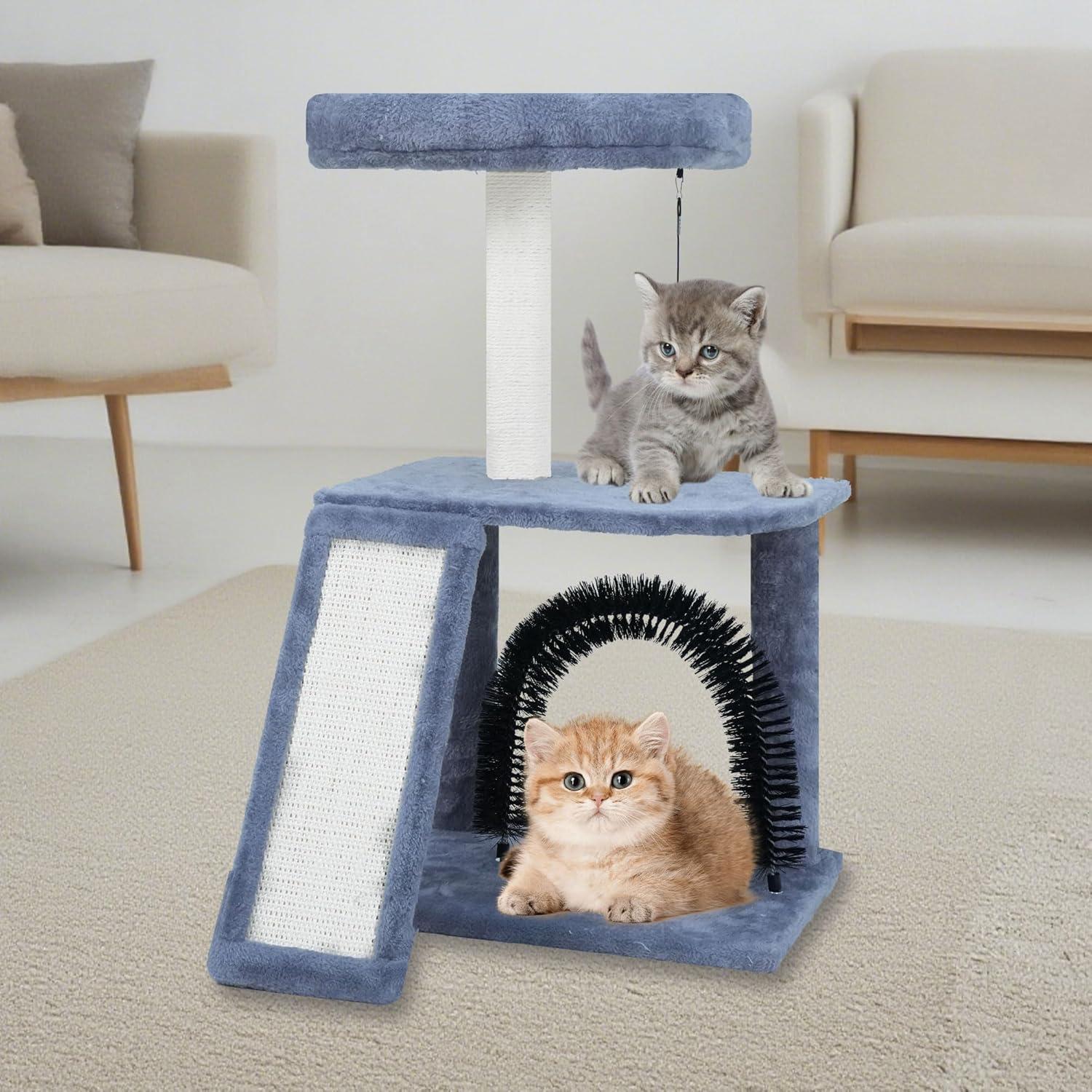 Árbol Multifuncional para Gatos WANG XIN 96 cm Gris con Rascador