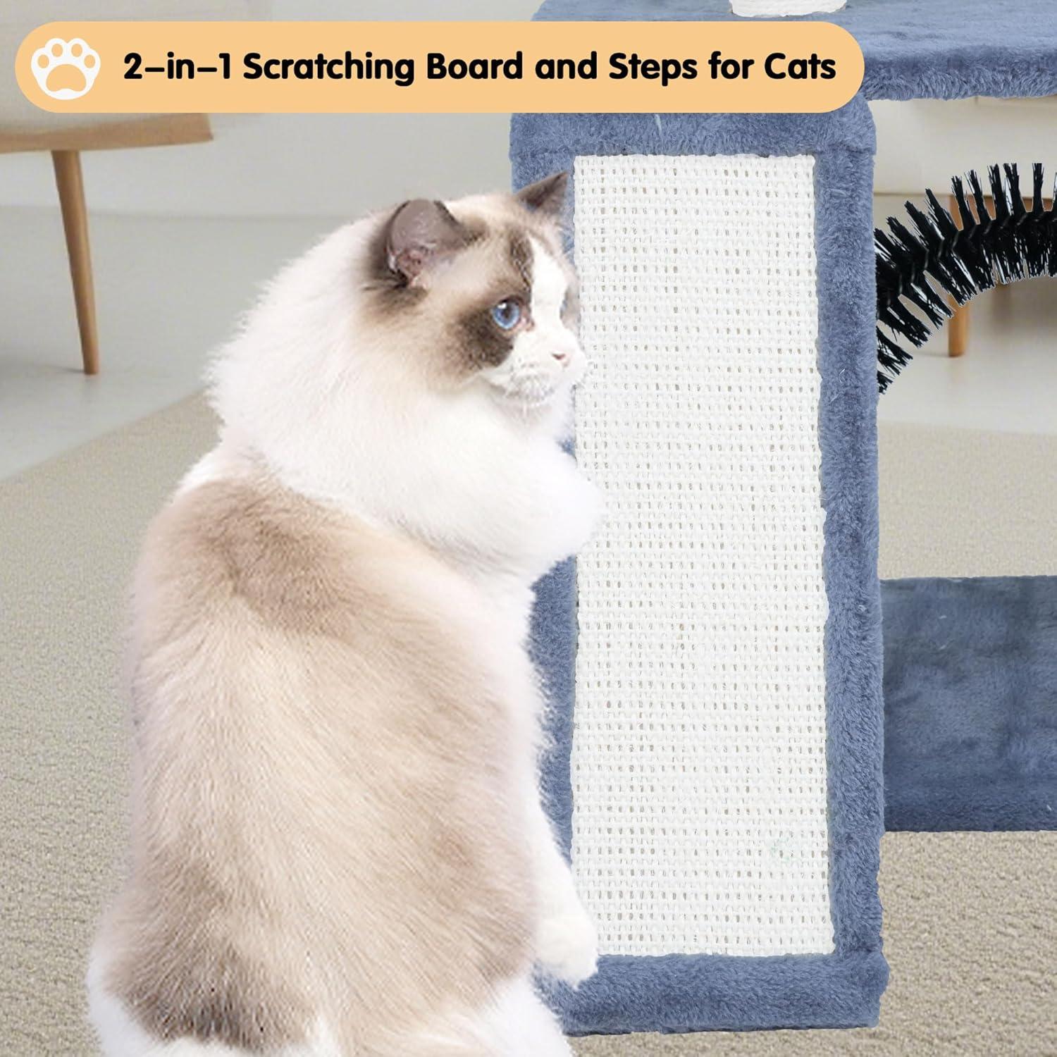 Árbol Multifuncional para Gatos WANG XIN 96 cm Gris con Rascador