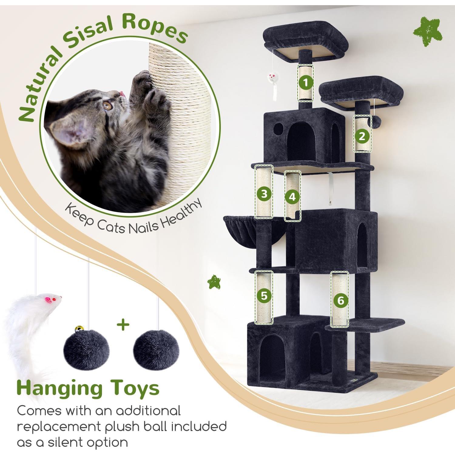 Árbol para Gatos Globlazer F71 180 cm Multi-Nivel Gris Oscuro