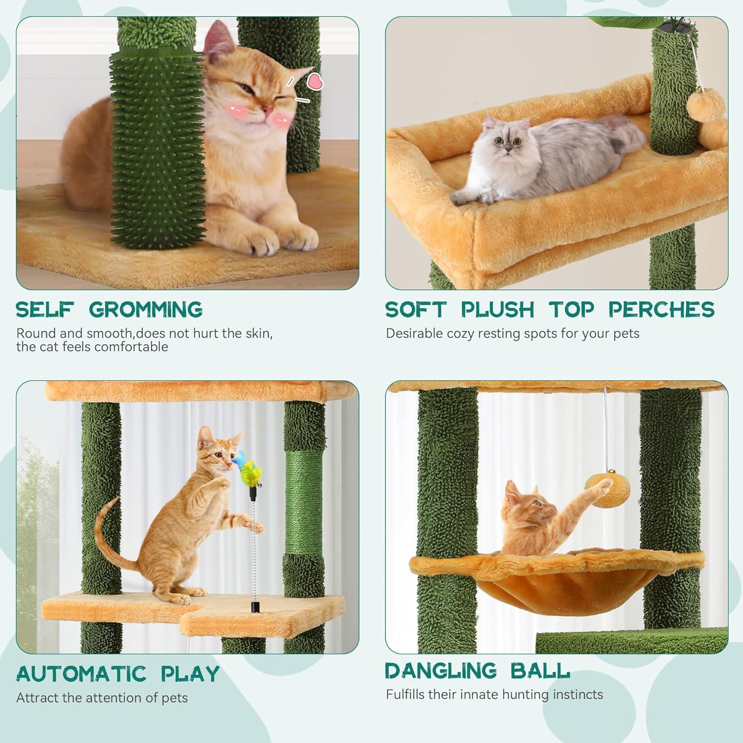 Árbol para Gatos YITAHOME 185 cm con Cepillo y Cesta Acogedora