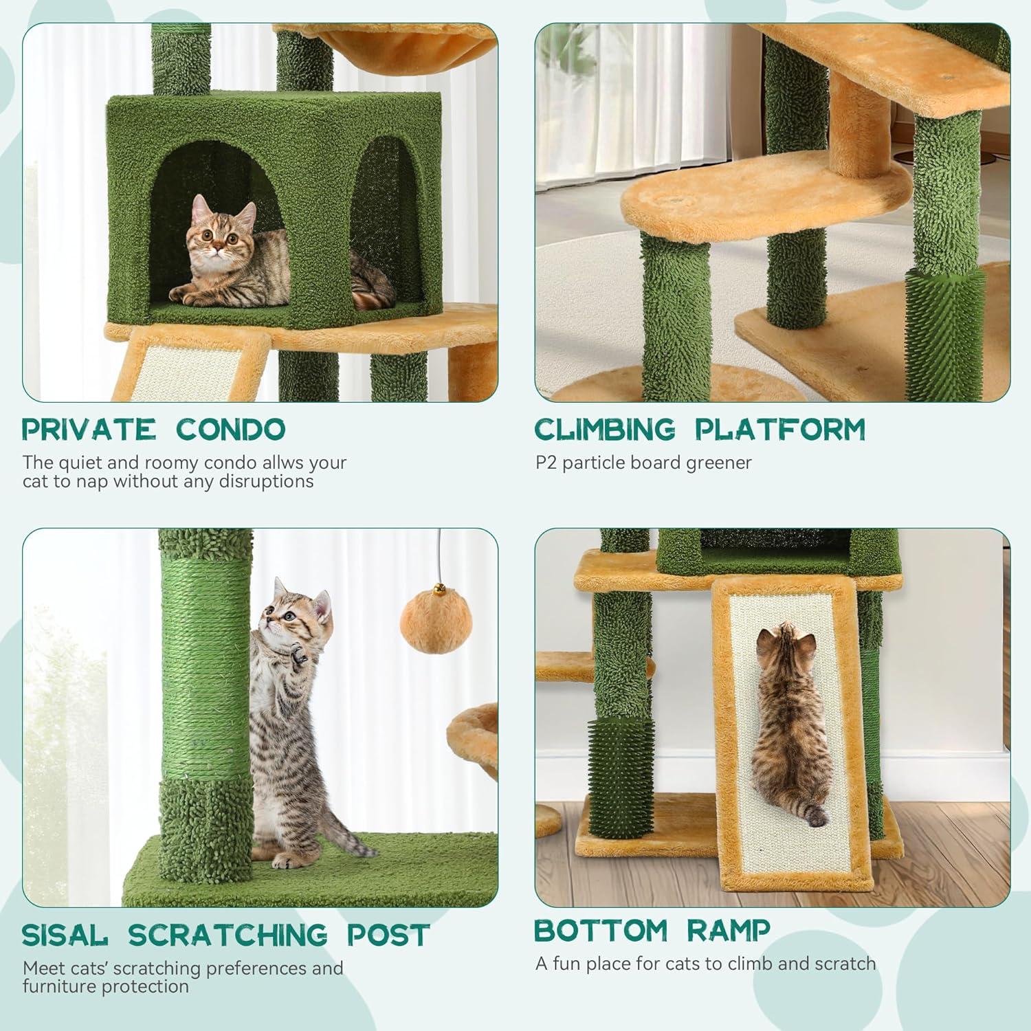 Árbol para Gatos YITAHOME 185 cm con Cepillo y Cesta Acogedora