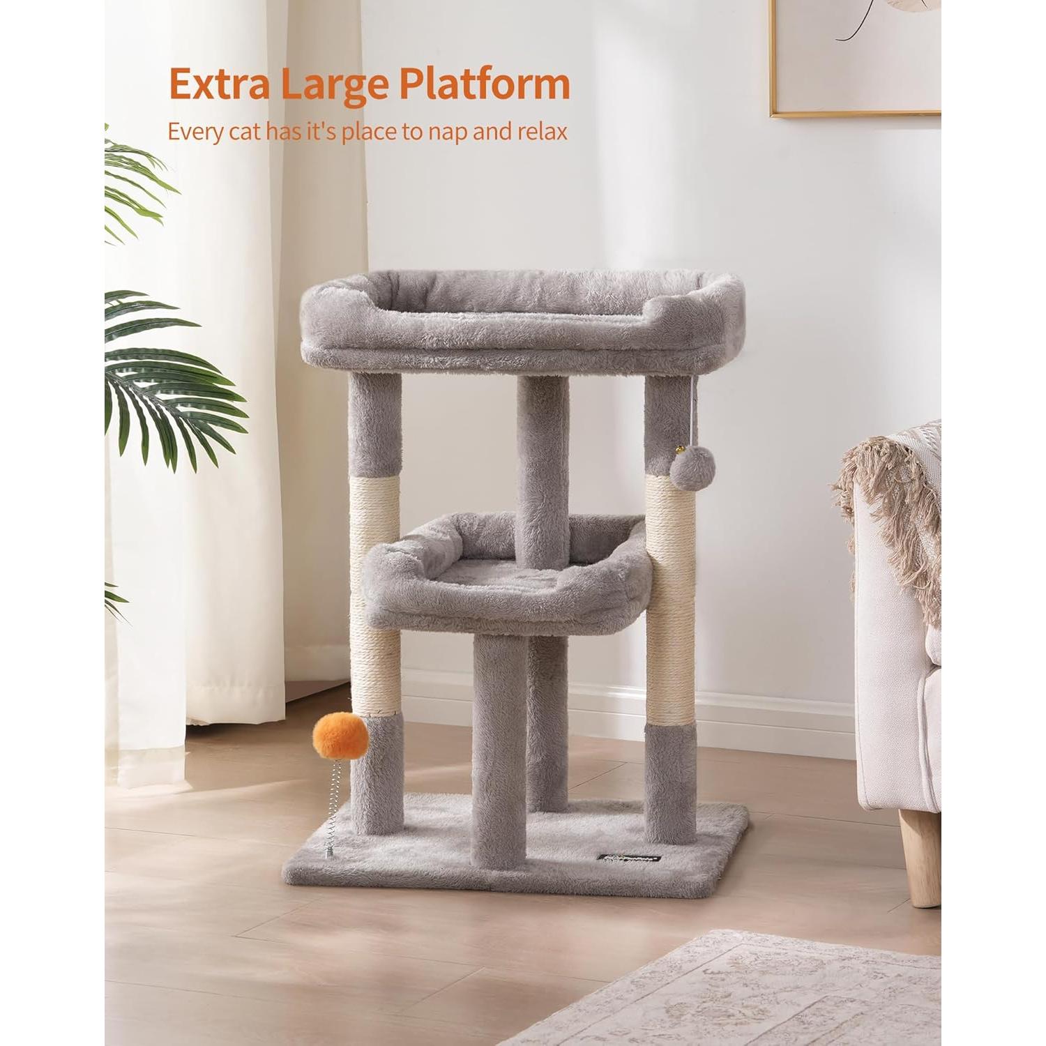 Árbol para Gatos FourFurPets 70cm Gris Claro con Rascador