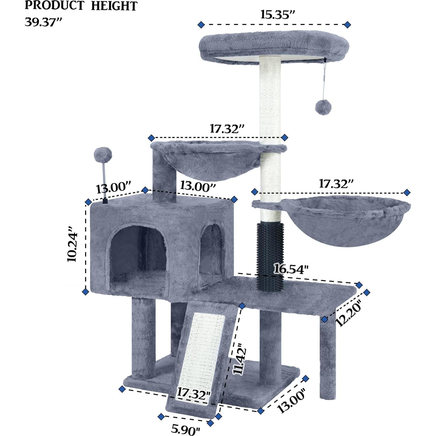 Árbol para Gatos Ikviier 100cm con Hamaca y Rascadores