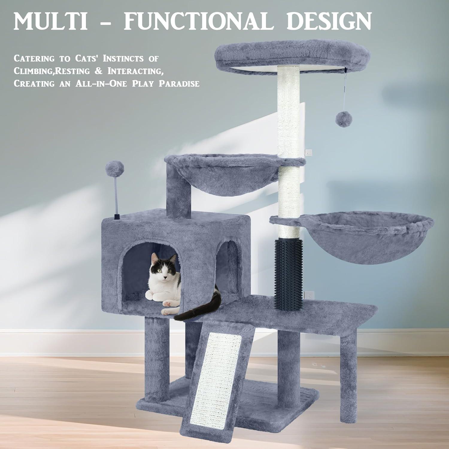 Árbol para Gatos Ikviier 100cm con Hamaca y Rascadores