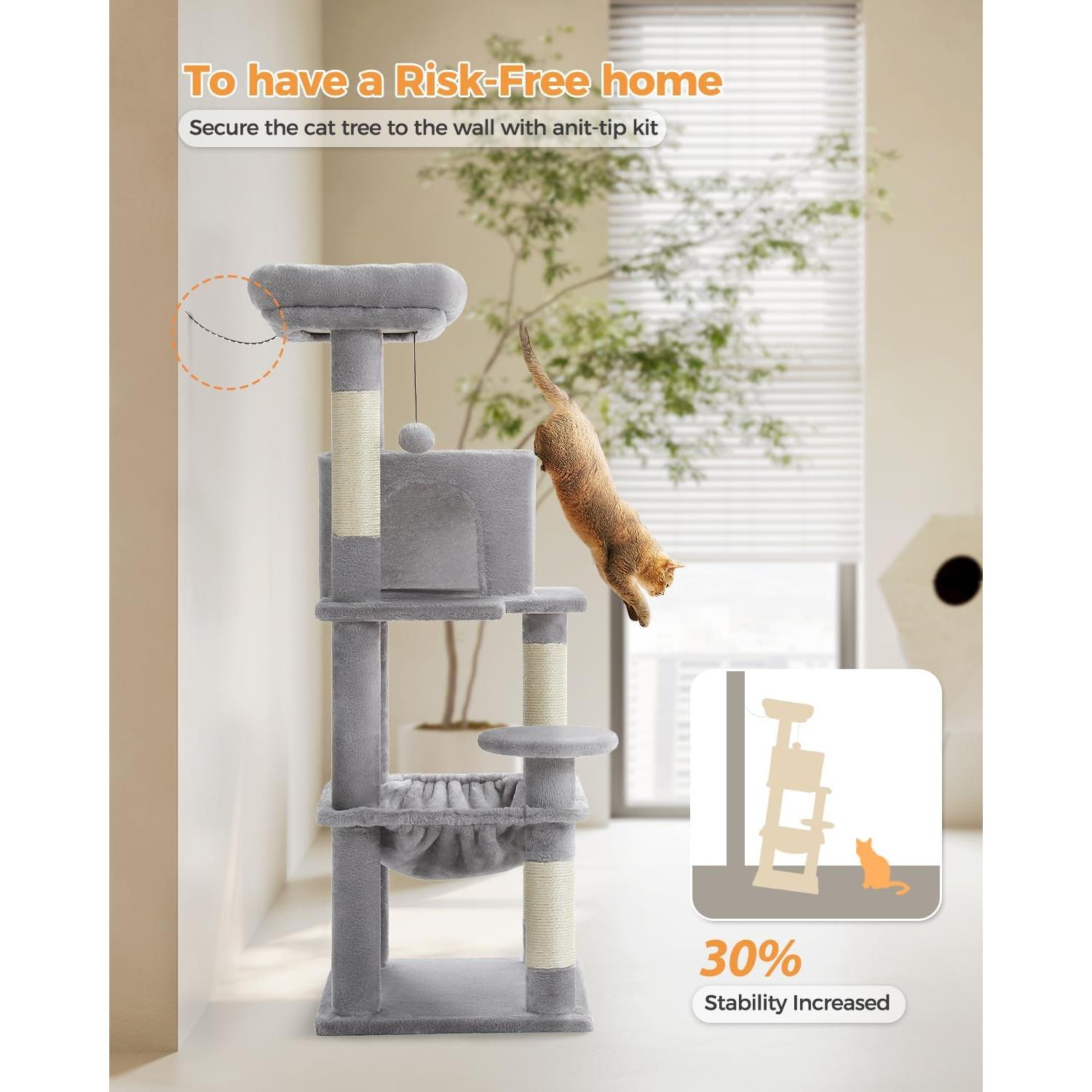 Árbol para Gatos PETEPELA 116.1 cm 5 Niveles Gris