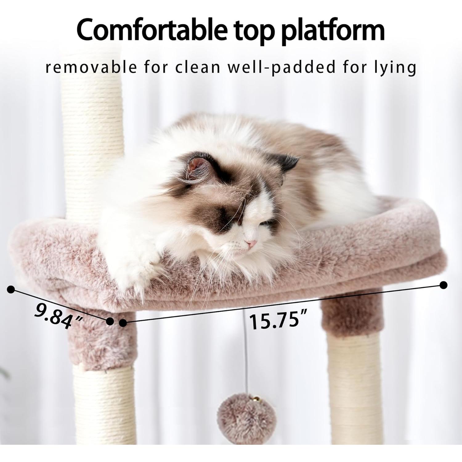 Árbol para Gatos Heybly HCT015, Torre 165.9 cm con Cueva y Rascadores