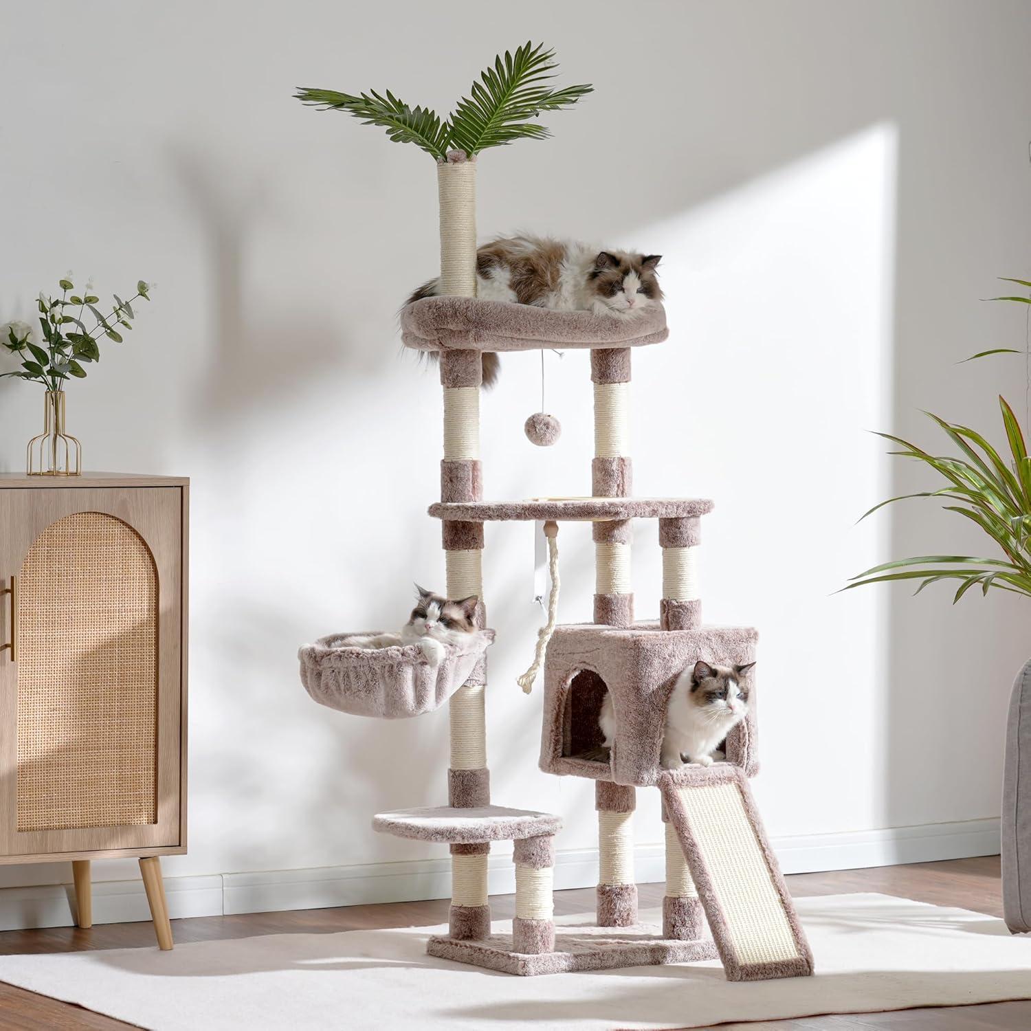 Árbol para Gatos Heybly HCT015, Torre 165.9 cm con Cueva y Rascadores