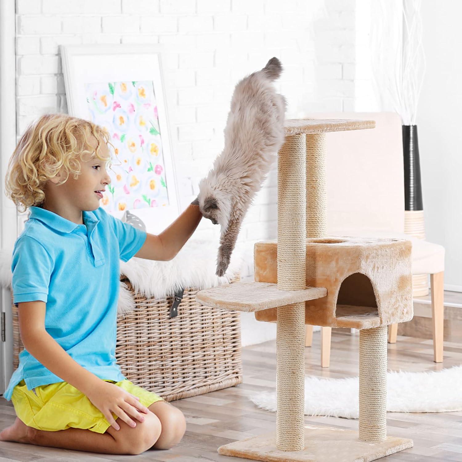 Poste Rascador para Gatos PETUOL M8 40 cm Sisal 4 Piezas