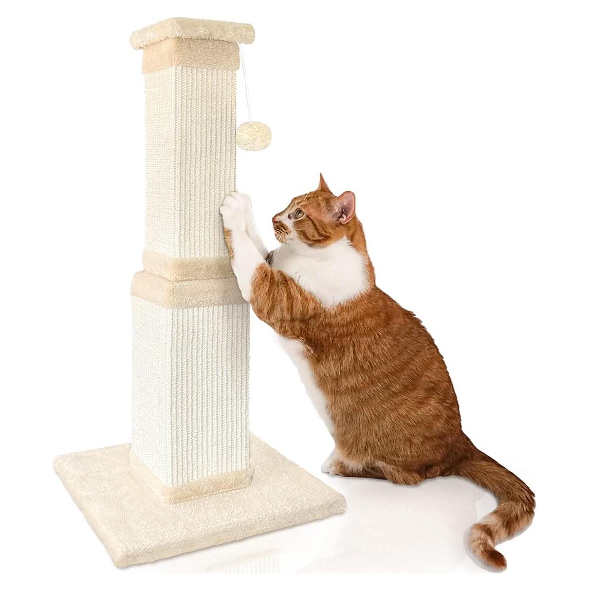 Poste Rascador para Gatos AGYM 81.3 cm Sisal Natural Beige