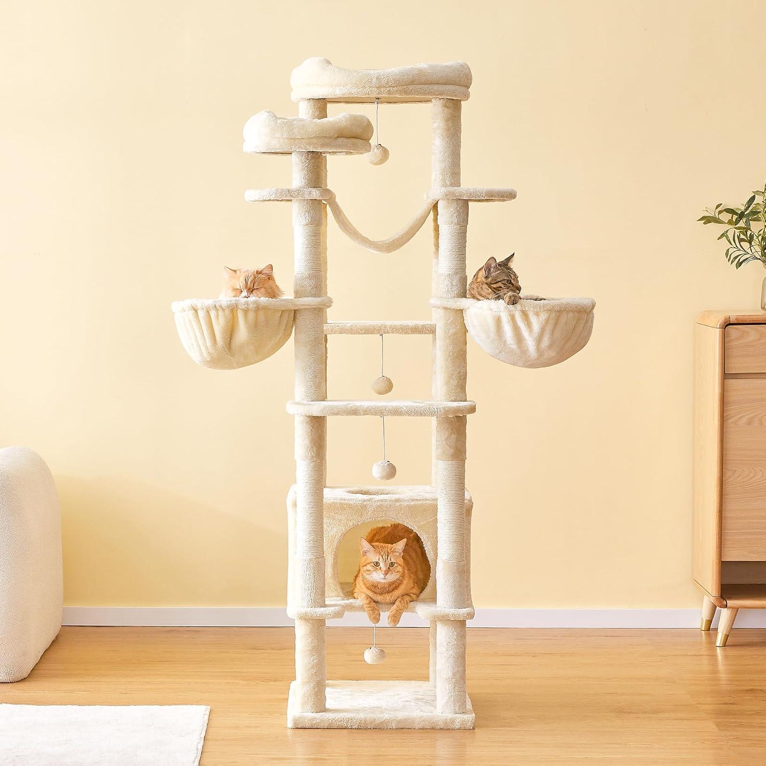 Árbol para Gatos Furcato XL 167.64 cm Beige con Hamacas