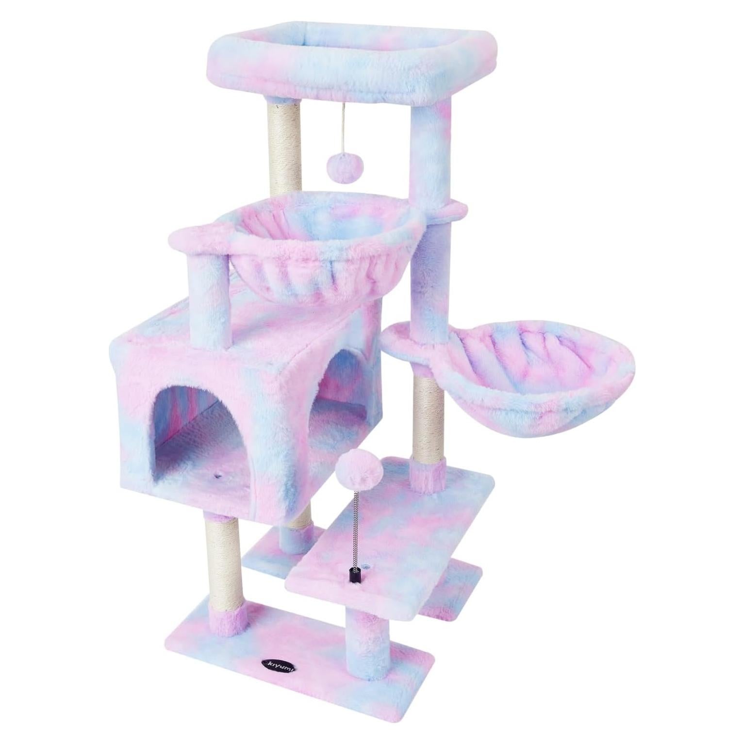 Árbol para Gatos KIYUMI 99 cm con Rascador y Hamacas Arcoíris