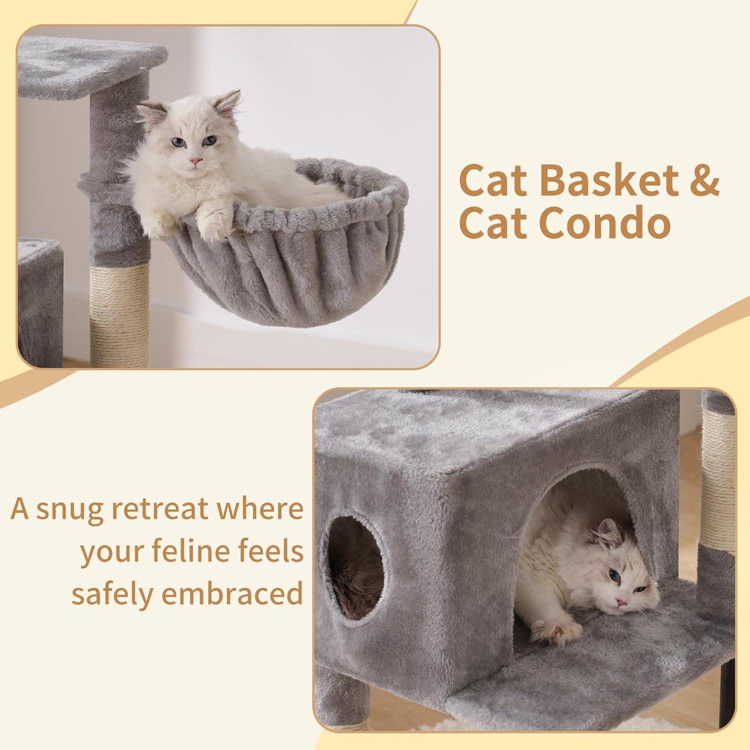 Árbol para Gatos Heybly HCT200S 125 cm con Casa y Rascador