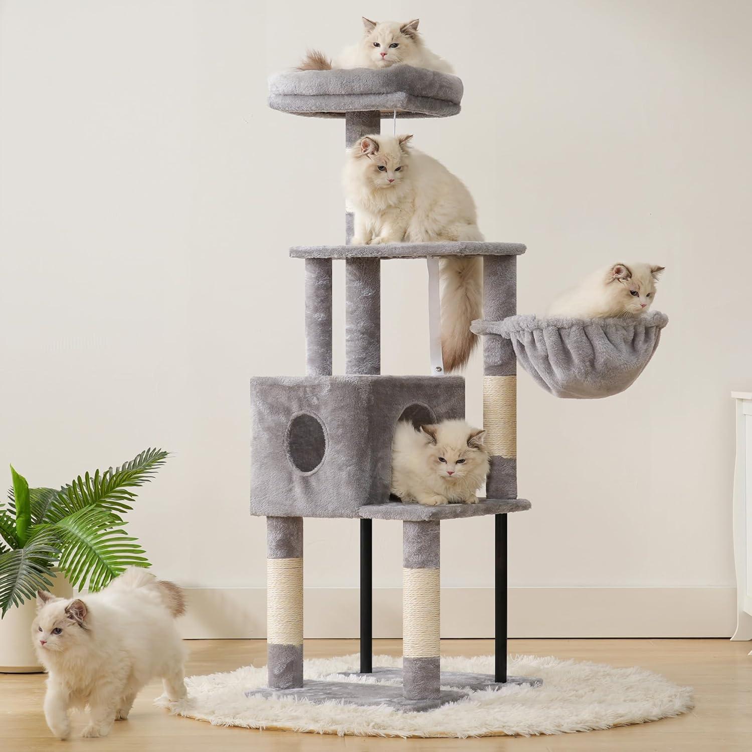Árbol para Gatos Heybly HCT200S 125 cm con Casa y Rascador