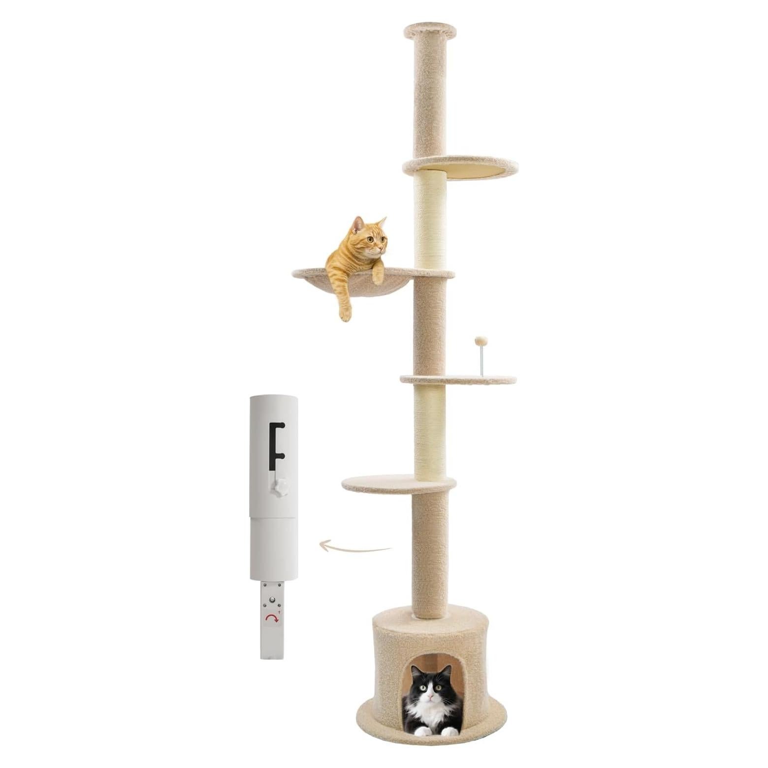 Árbol para Gatos Made4Pets Ajustable 93-106 cm 5 Niveles Beige