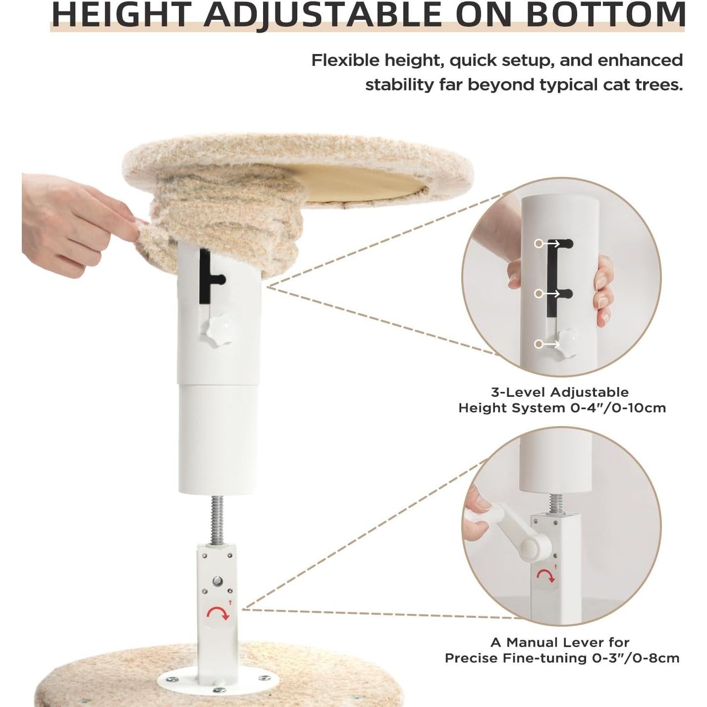 Árbol para Gatos Made4Pets Ajustable 93-106 cm 5 Niveles Beige