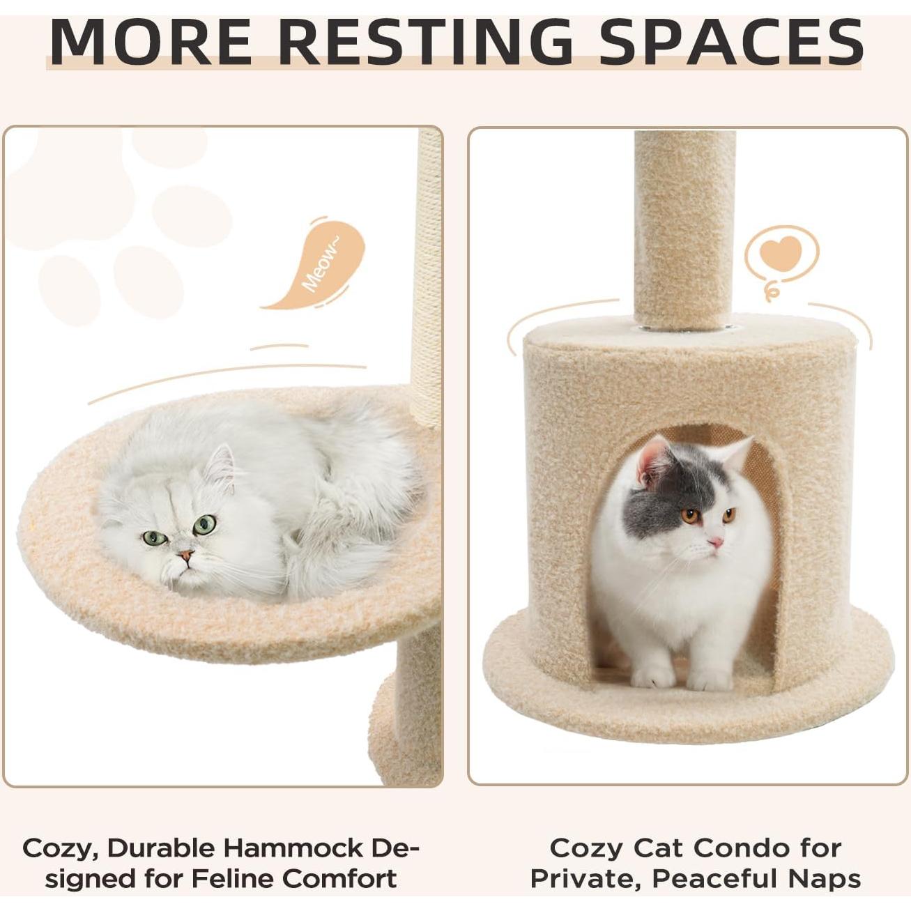 Árbol para Gatos Made4Pets Ajustable 93-106 cm 5 Niveles Beige