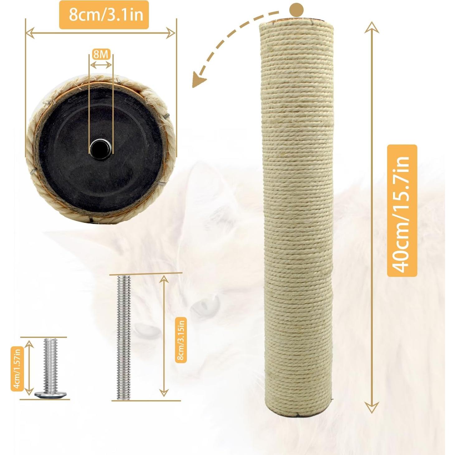 4 Piezas Poste Rascador para Gatos MUYG 40 cm Sisal Natural