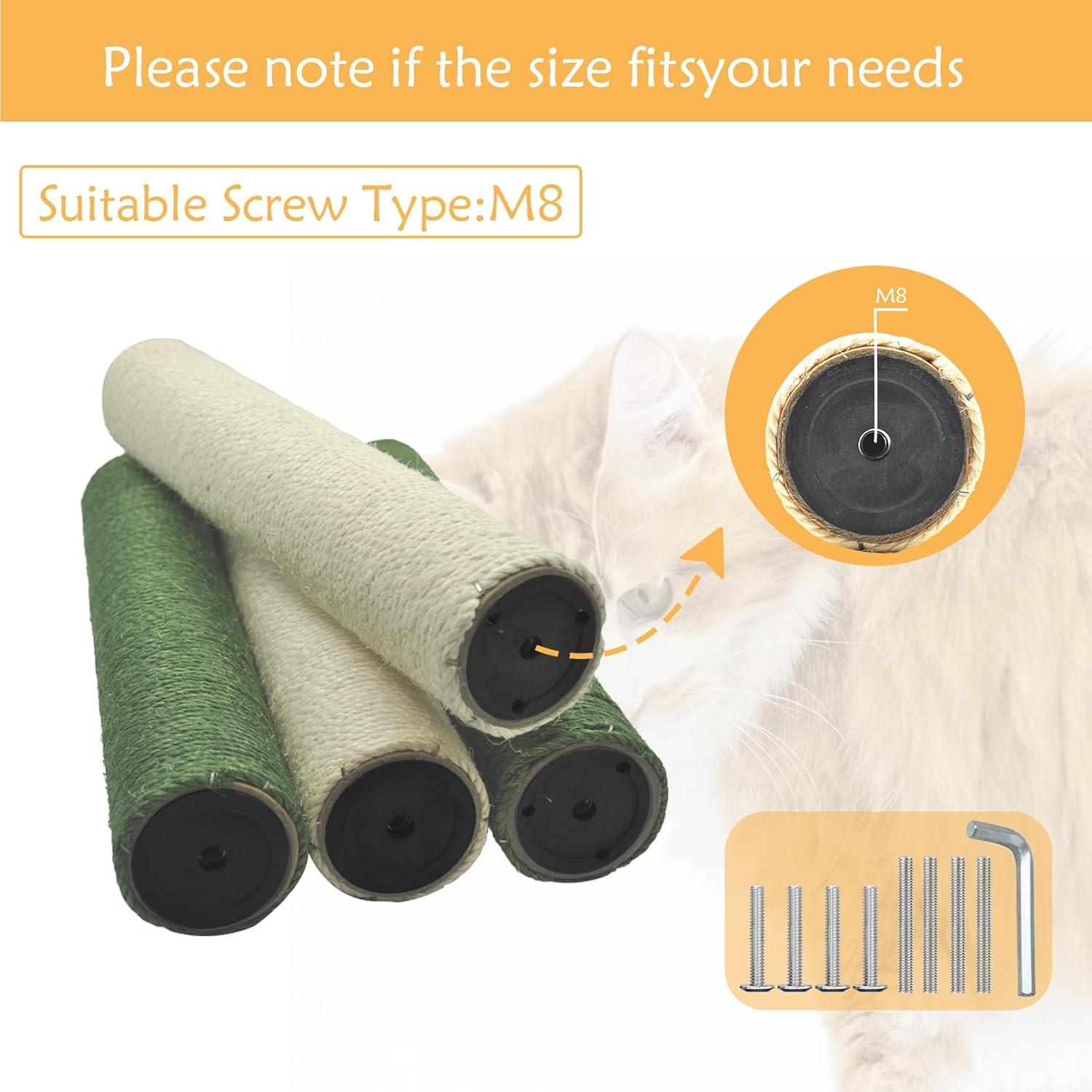 4 Piezas Poste Rascador para Gatos MUYG 40 cm Sisal Natural