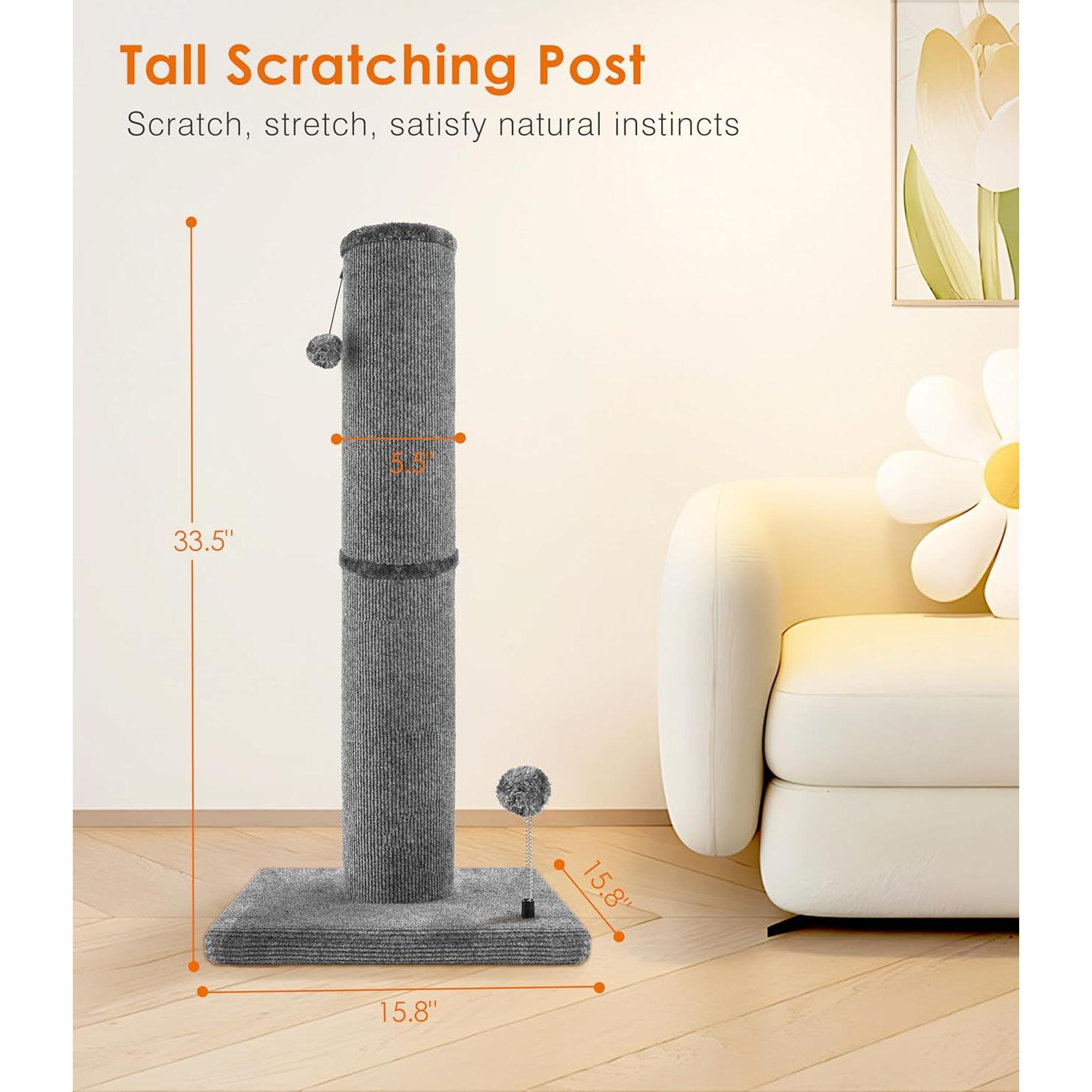 Poste Rascador de Alfombra PuzzlePaw 85 cm Gris para Gatos