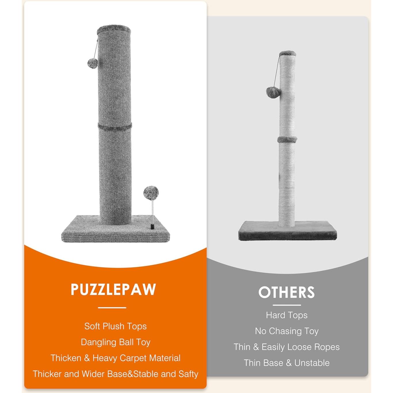 Poste Rascador de Alfombra PuzzlePaw 85 cm Gris para Gatos