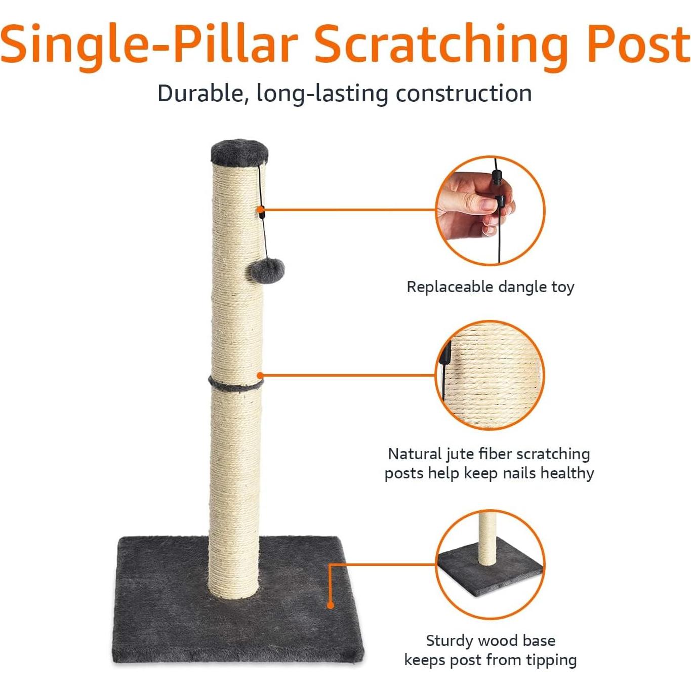 Rascador para Gatos Amazon Basics 80 cm Gris - Clásico Mediano